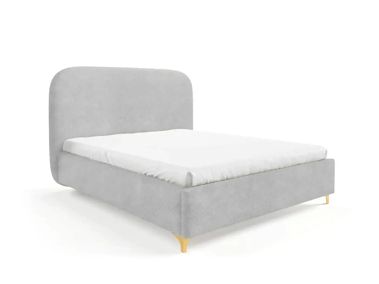 CHARLOTTE - Lit coffre tissu chenille 140x200cm Gris clair