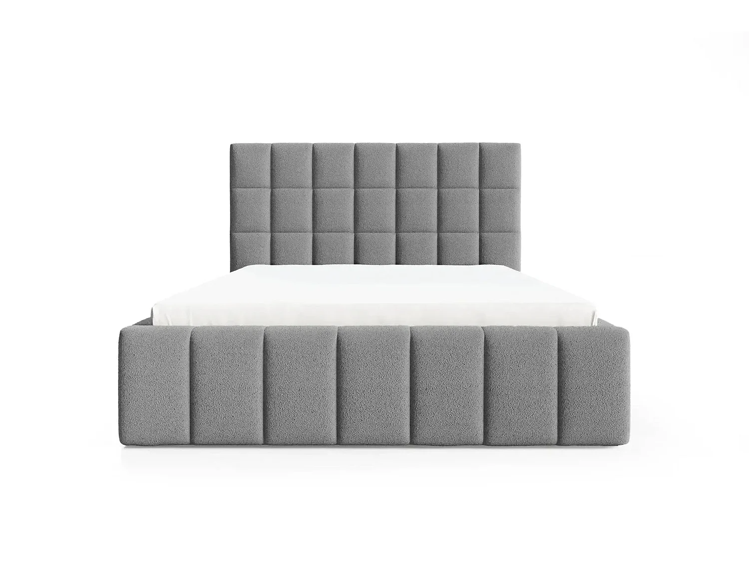 FLORENCE - Lit coffre tissu chenille 180x200cm - Gris foncé