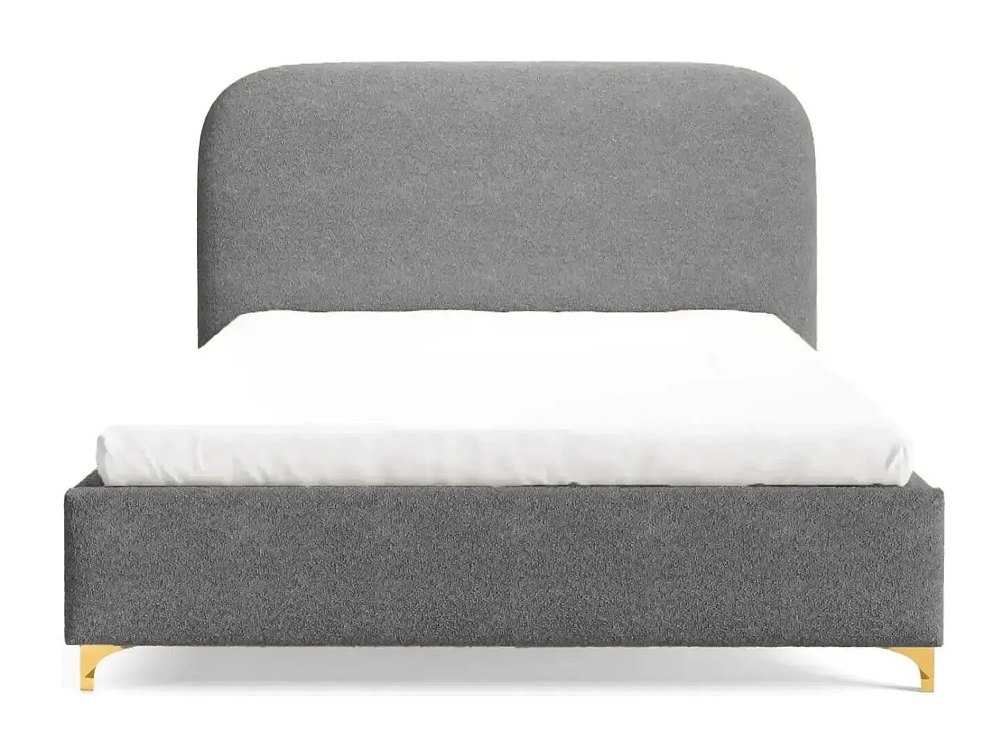 CHARLOTTE - Lit coffre tissu chenille 160x200cm - Gris foncé