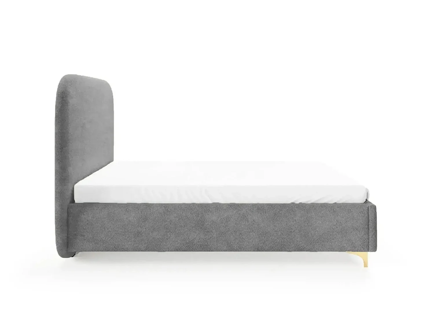 CHARLOTTE - Lit coffre tissu chenille 160x200cm Gris foncé