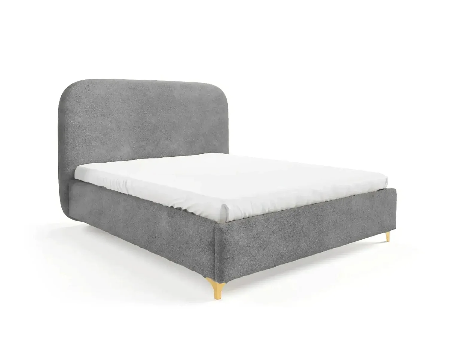 CHARLOTTE - Lit coffre tissu chenille 160x200cm Gris foncé