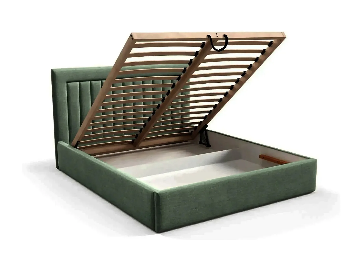 CAMILLE - Lit coffre tissu velours 140x200cm - Vert