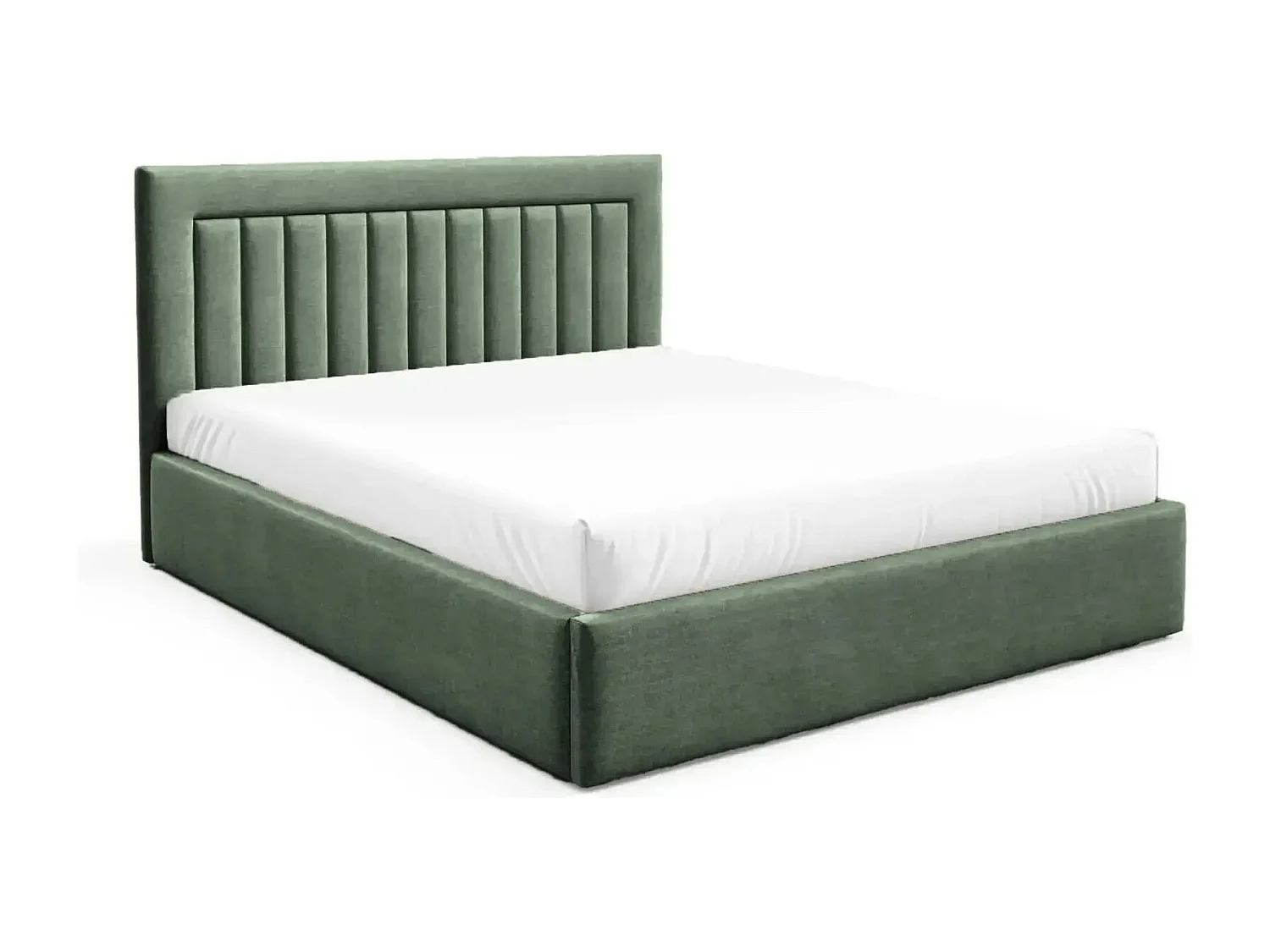 CAMILLE - Lit coffre tissu velours 140x200cm - Vert