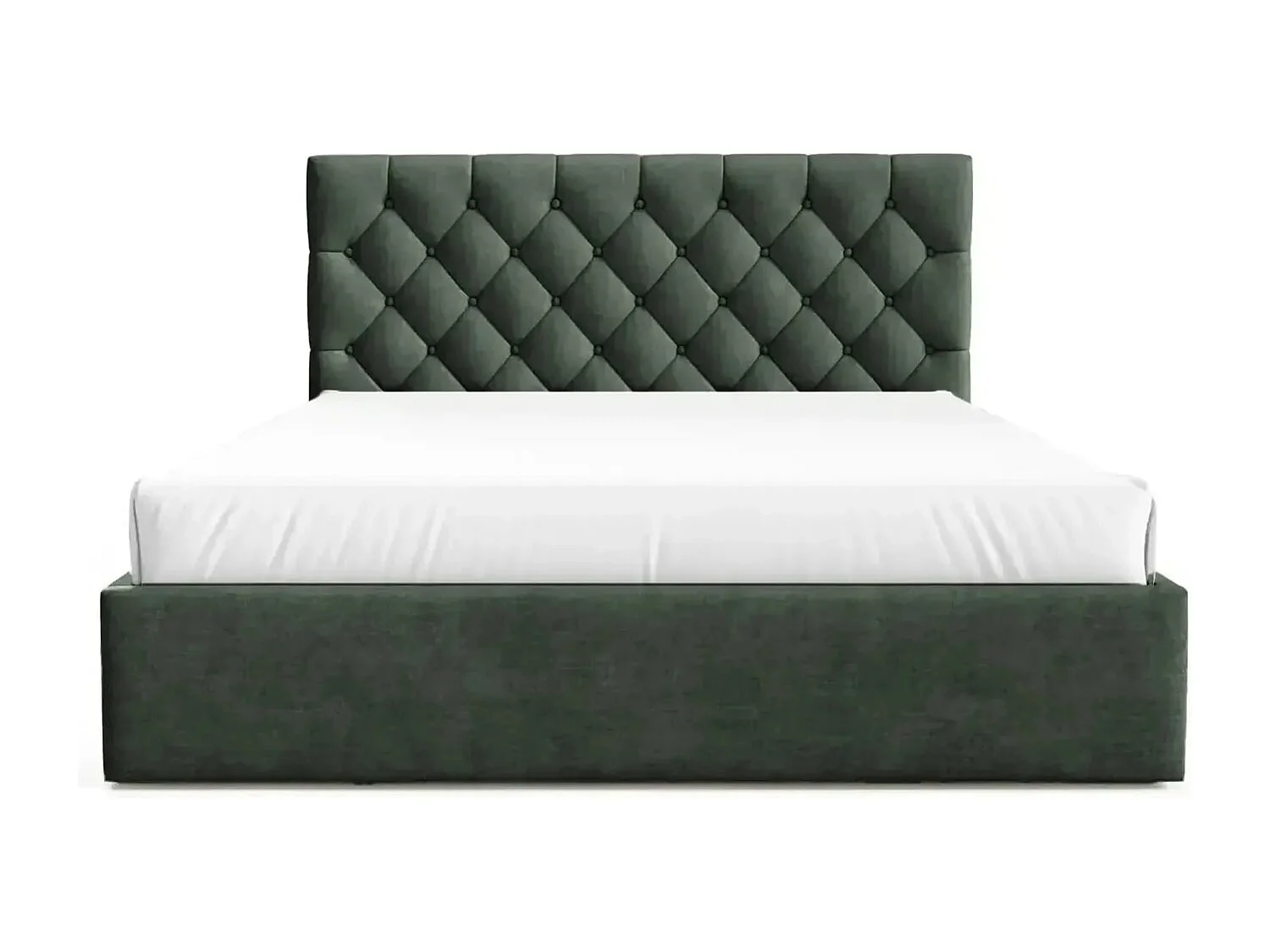 EMILE - Lit coffre tissu velours 140x200cm - Vert