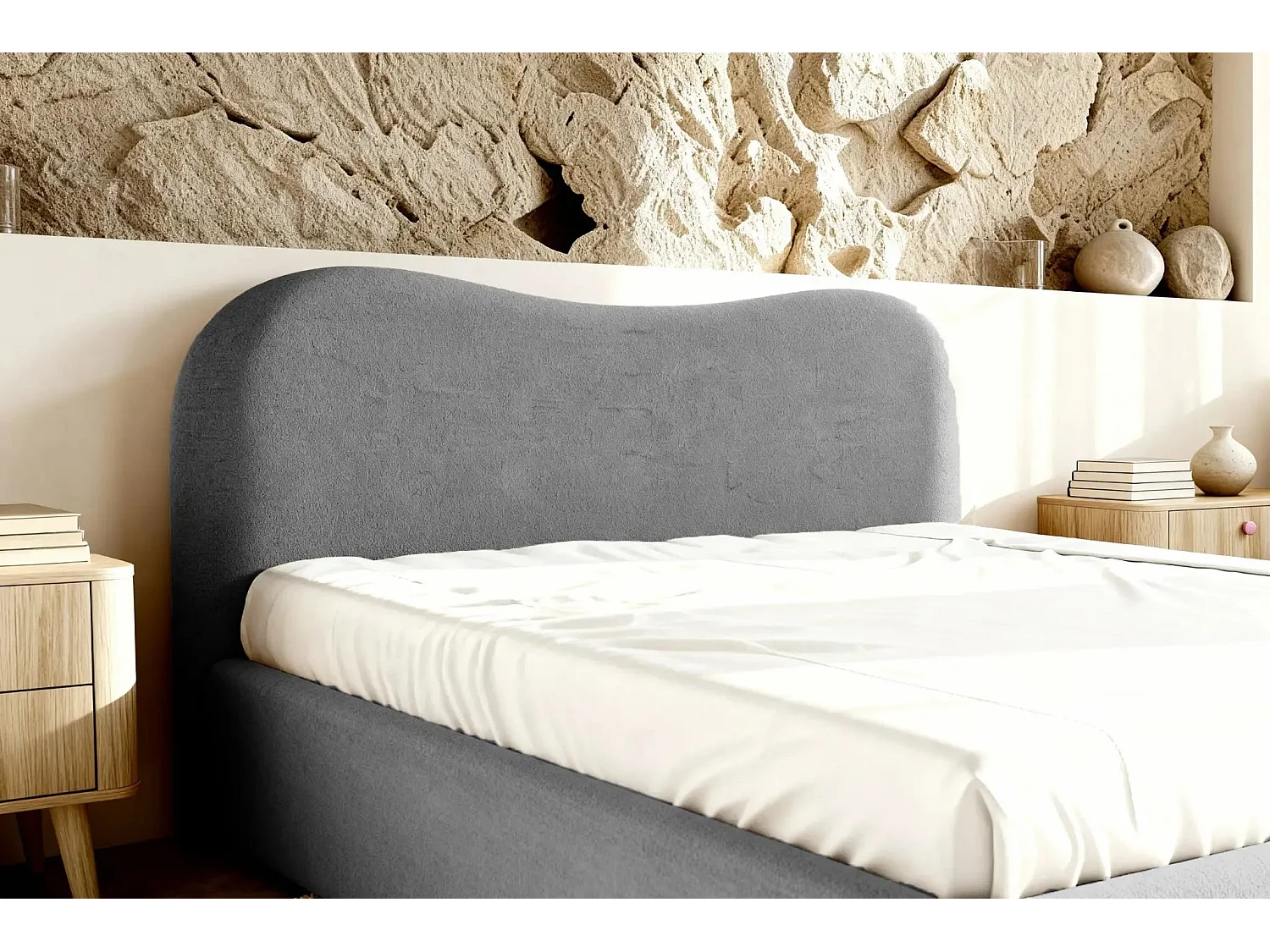 JULIETTE - Lit coffre 160x200cm - Gris foncé