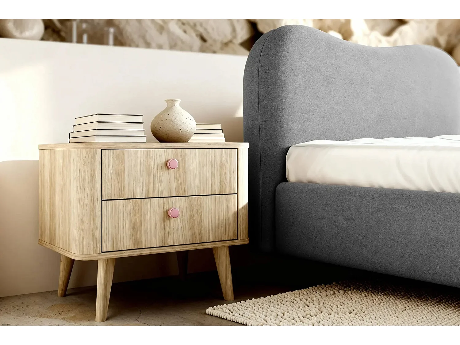 JULIETTE - Lit coffre 160x200cm - Gris foncé