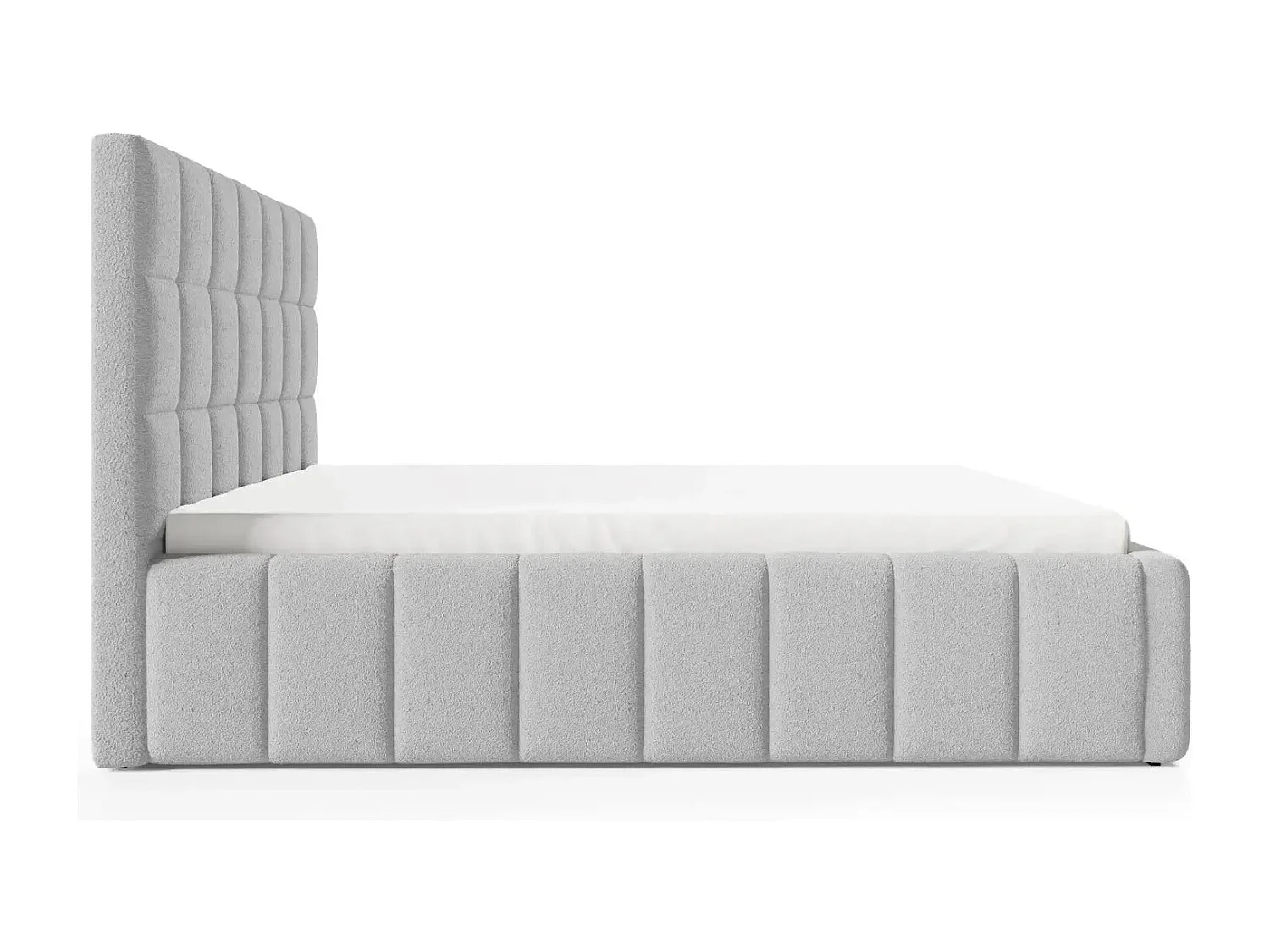 FLORENCE - Lit coffre tissu chenille 180x200cm - Gris clair