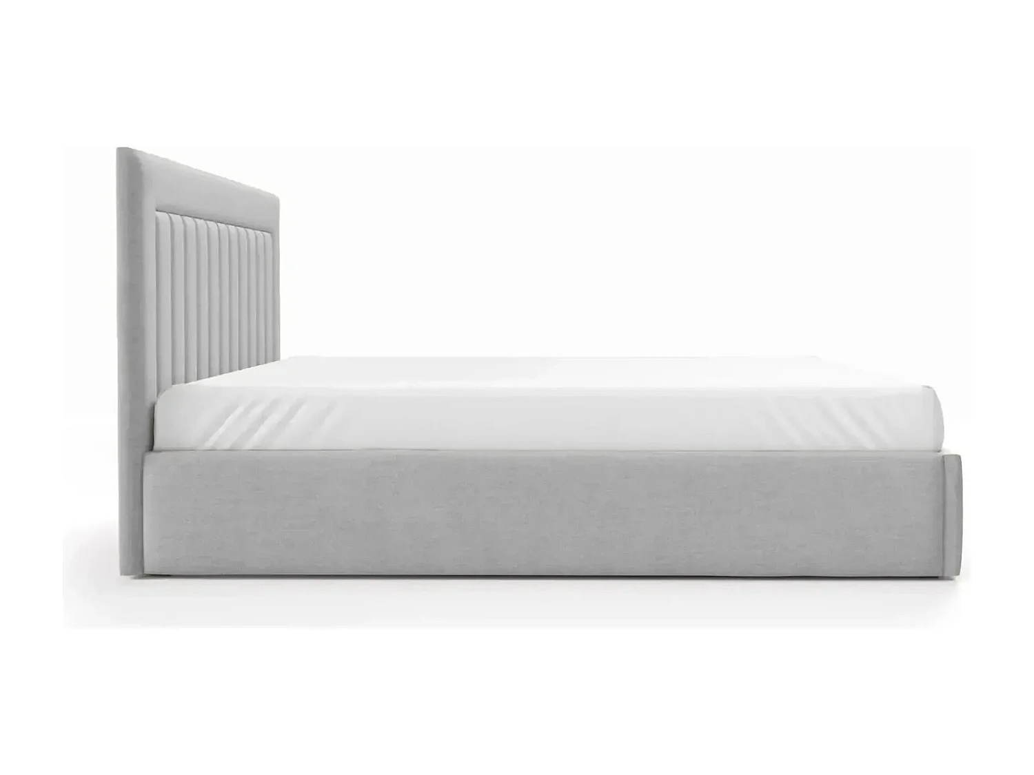 CAMILLE - Lit coffre tissu velours 160x200cm - Gris clair