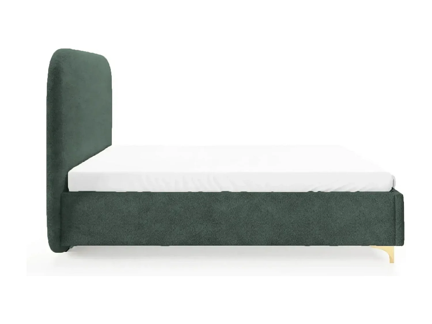 CHARLOTTE - Lit coffre tissu chenille 140x200cm - Vert