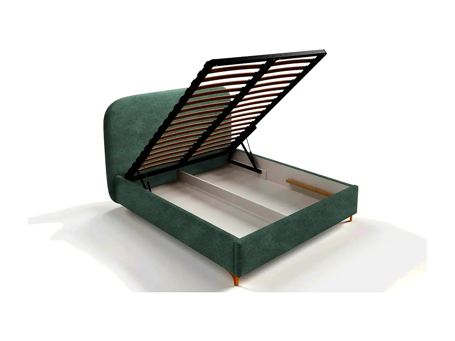 CHARLOTTE - Lit coffre tissu chenille 140x200cm - Vert