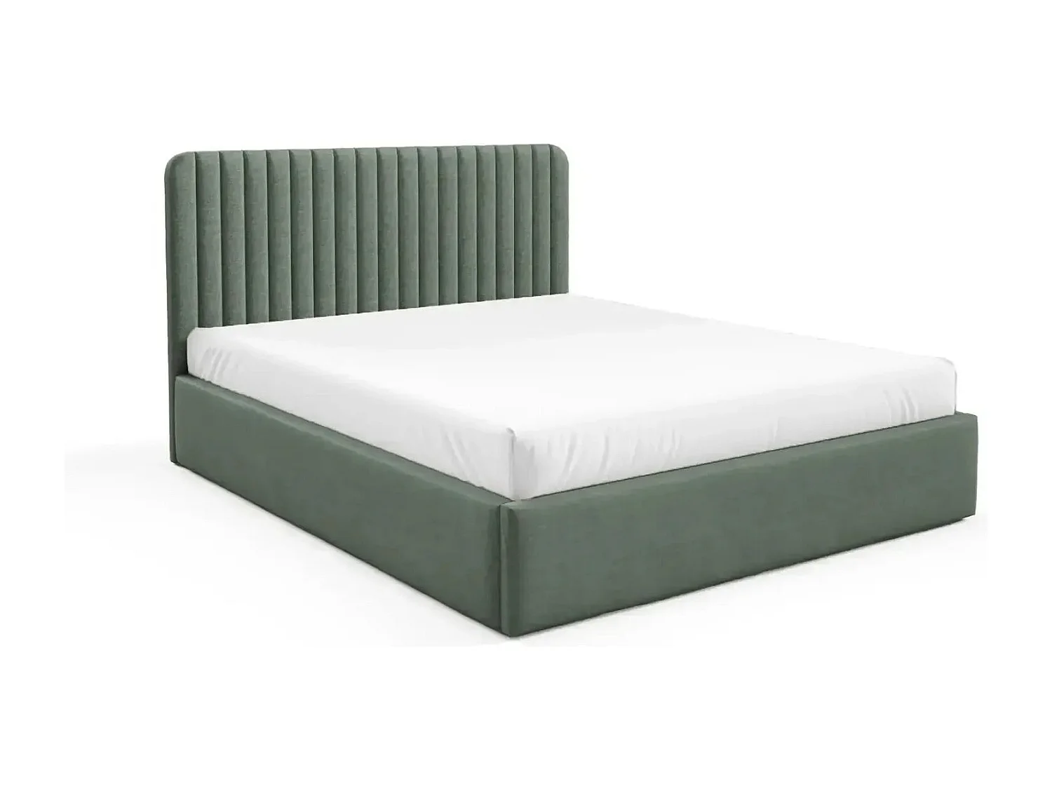 JEANNE - Lit coffre tissu velours 140x200cm - Vert