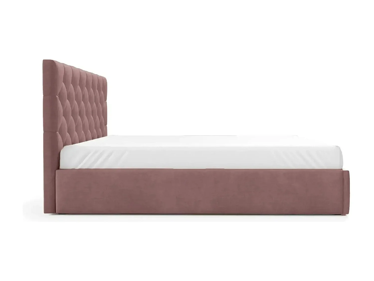 EMILE - Lit coffre tissu velours 160x200cm - Rose