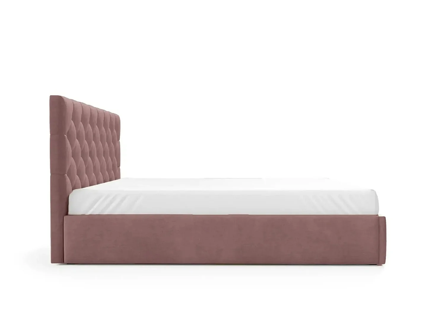 EMILE - Lit coffre tissu velours 160x200cm Rose