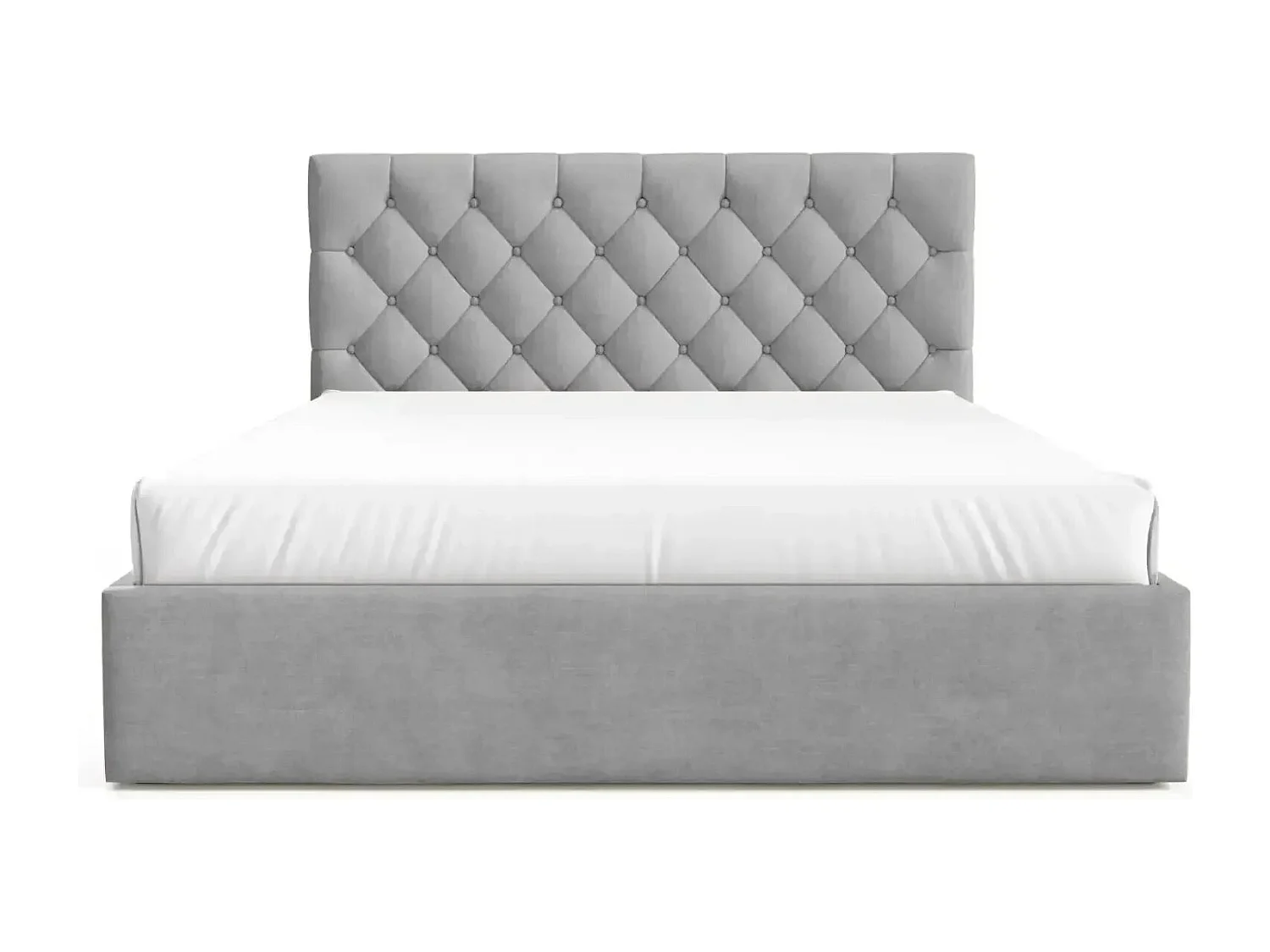 EMILE - Lit coffre tissu velours 160x200cm - Gris clair