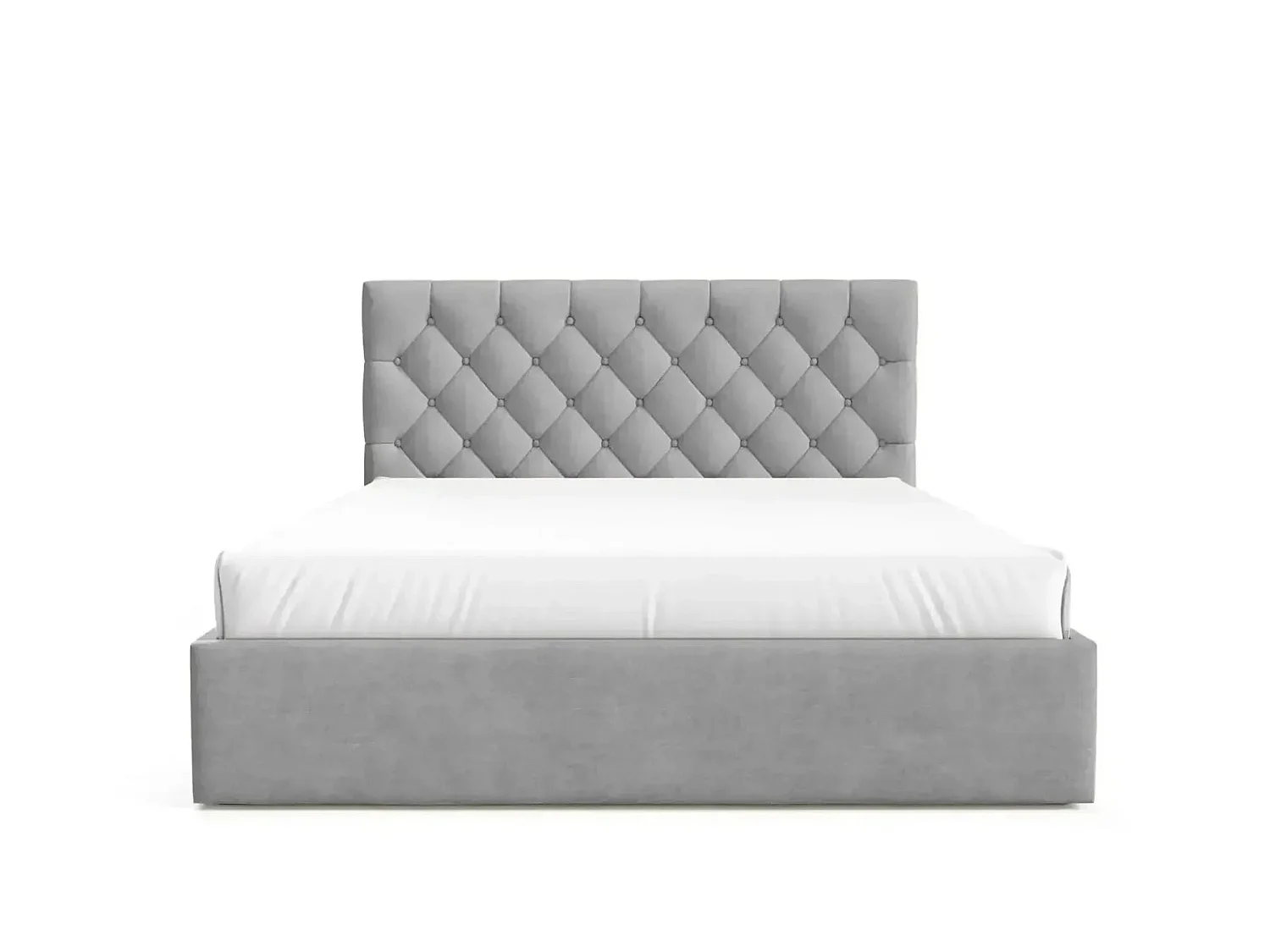 EMILE - Lit coffre tissu velours 160x200cm Gris clair