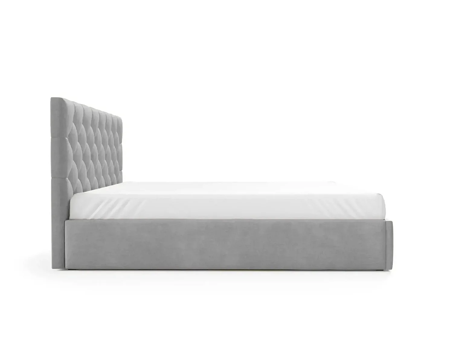 EMILE - Lit coffre tissu velours 160x200cm Gris clair