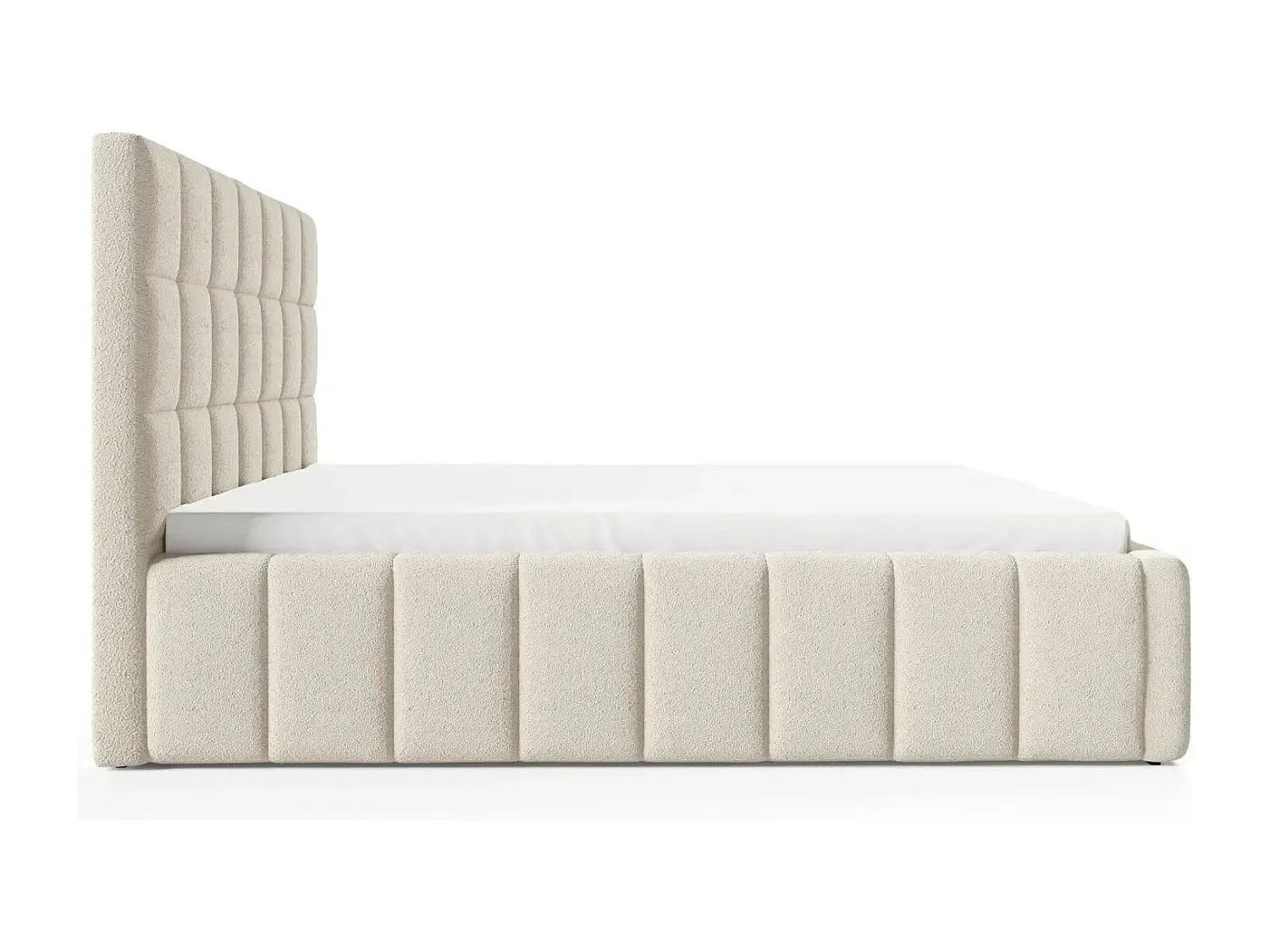 FLORENCE - Lit coffre tissu chenille 140x200cm - Beige