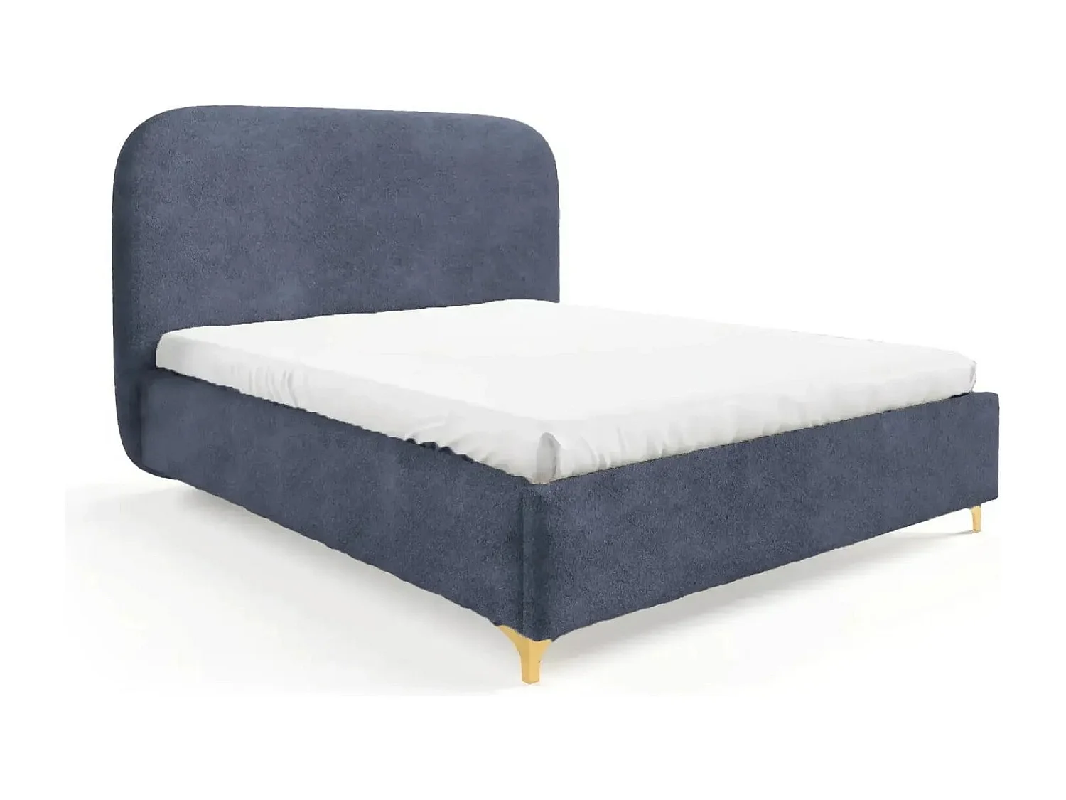CHARLOTTE - Lit coffre tissu chenille 180x200cm - Bleu