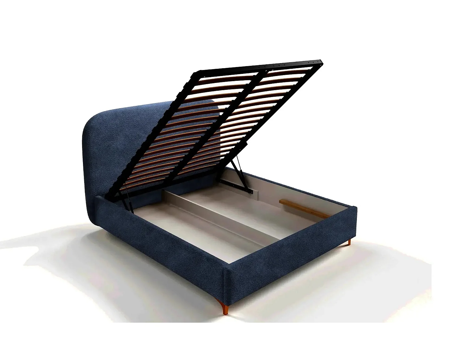 CHARLOTTE - Lit coffre tissu chenille 180x200cm Bleu