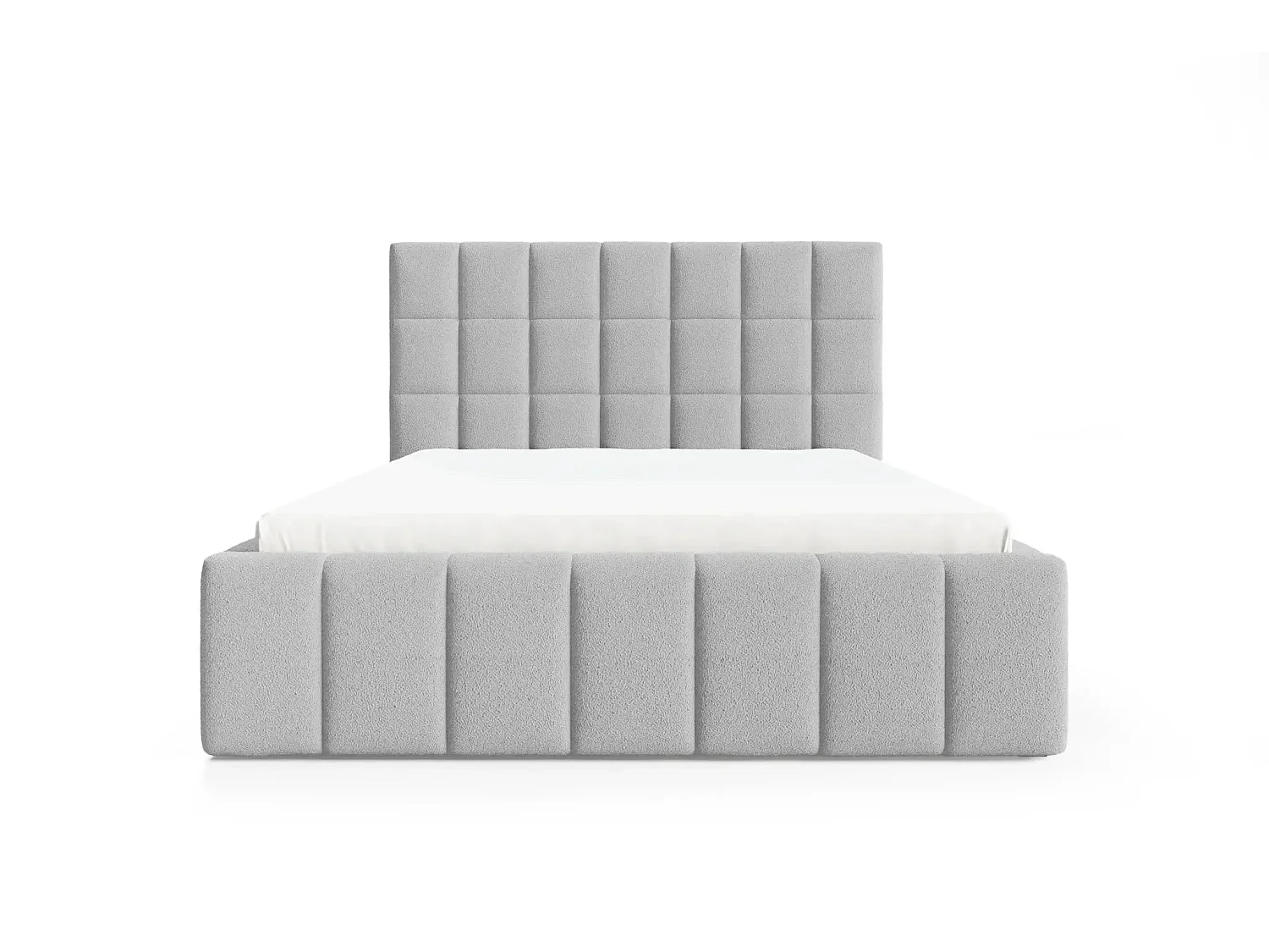 FLORENCE - Lit coffre tissu chenille 160x200cm - Gris clair