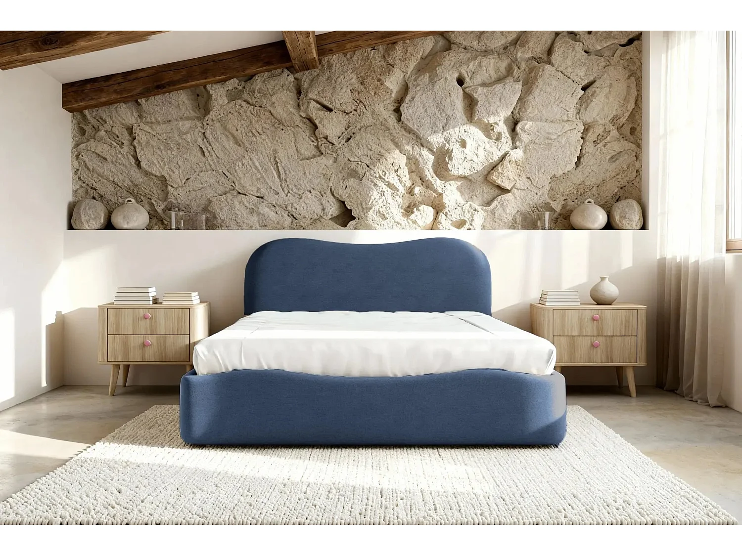 JULIETTE - Lit coffre 140x200cm - Bleu