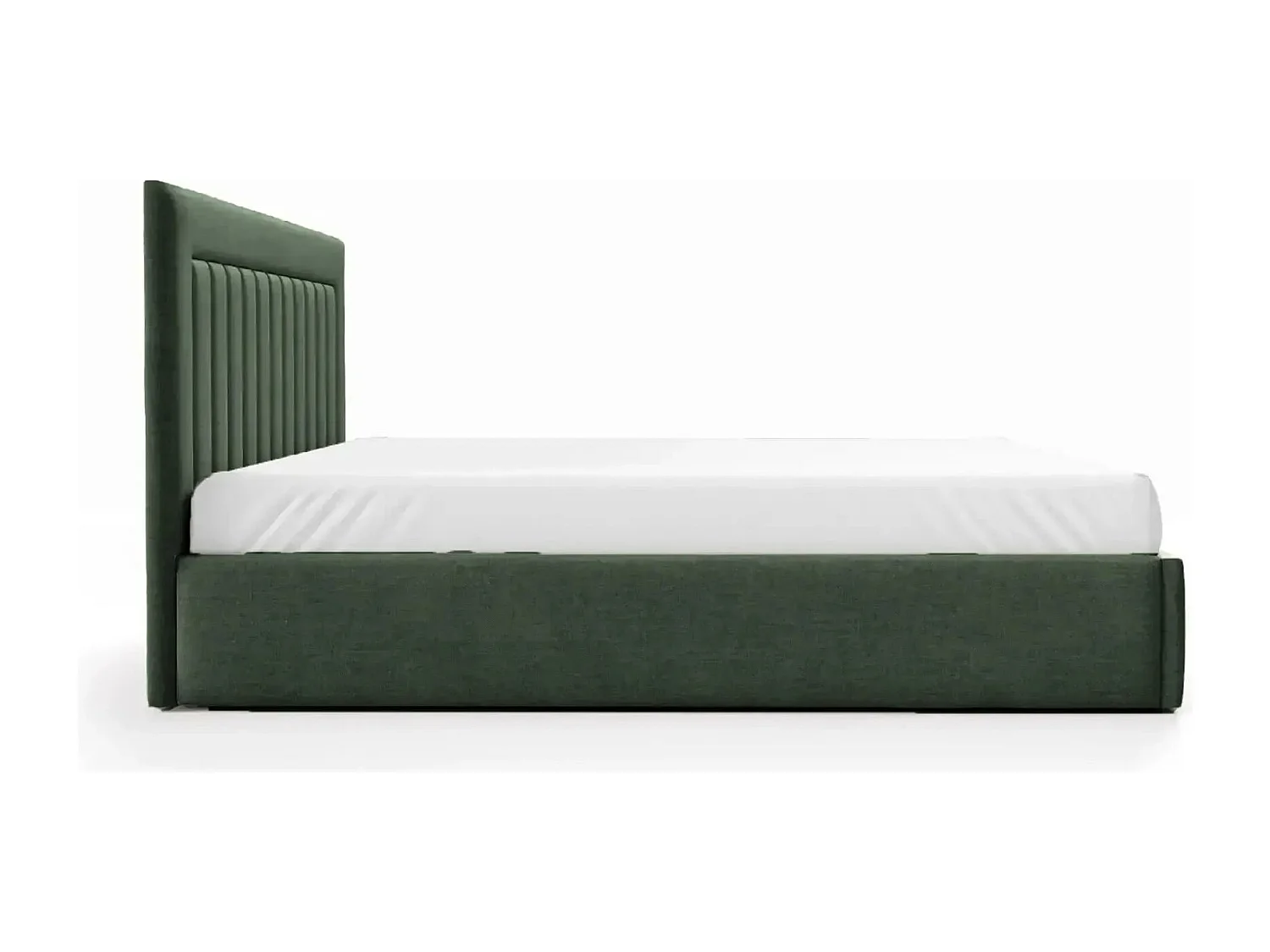 CAMILLE - Lit coffre tissu velours 160x200cm - Vert
