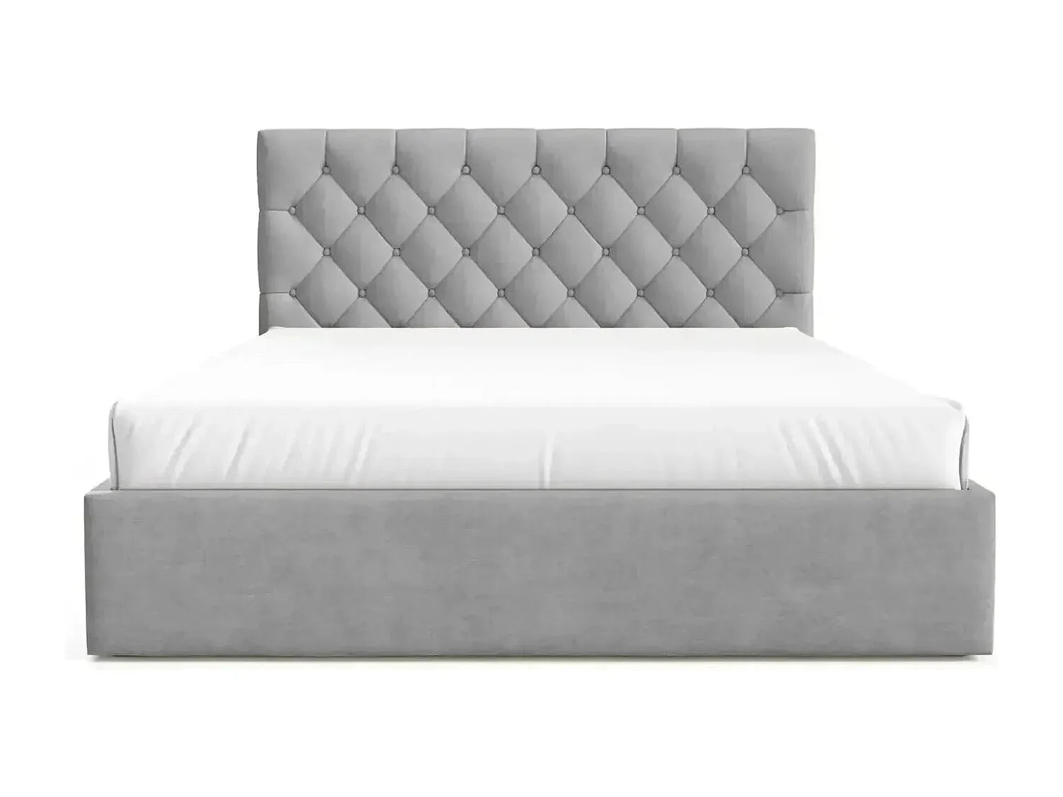 EMILE - Lit coffre tissu velours 140x200cm - Gris clair