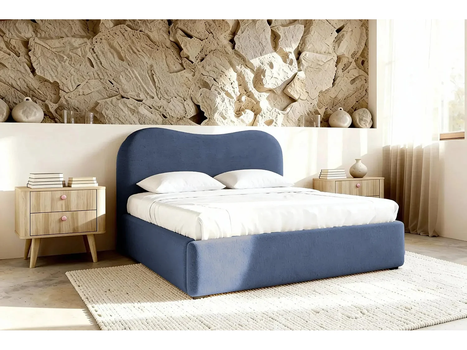 JULIETTE - Lit coffre 160x200cm - Bleu