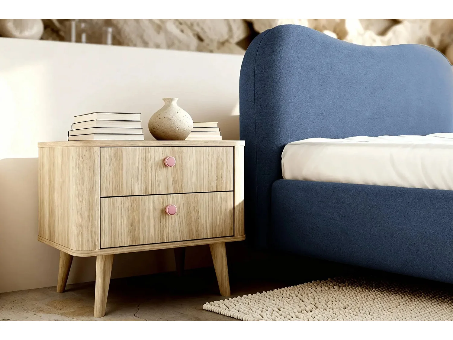 JULIETTE - Lit coffre 160x200cm - Bleu