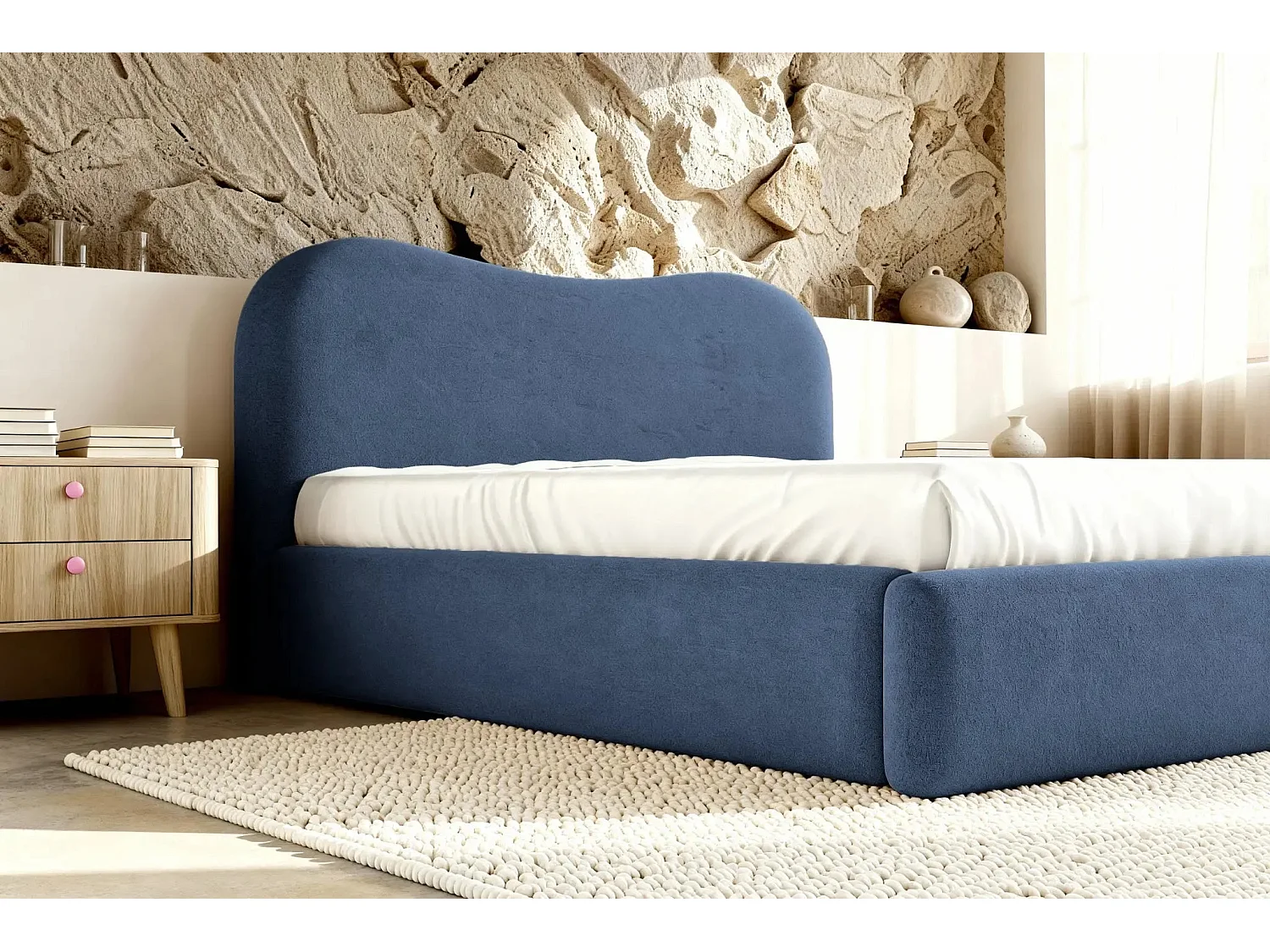 JULIETTE - Lit coffre 160x200cm - Bleu