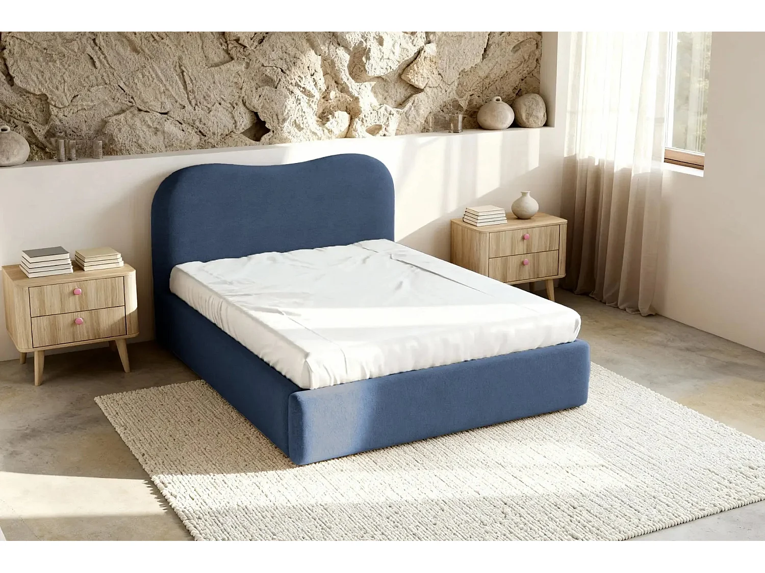 JULIETTE - Lit coffre 160x200cm - Bleu