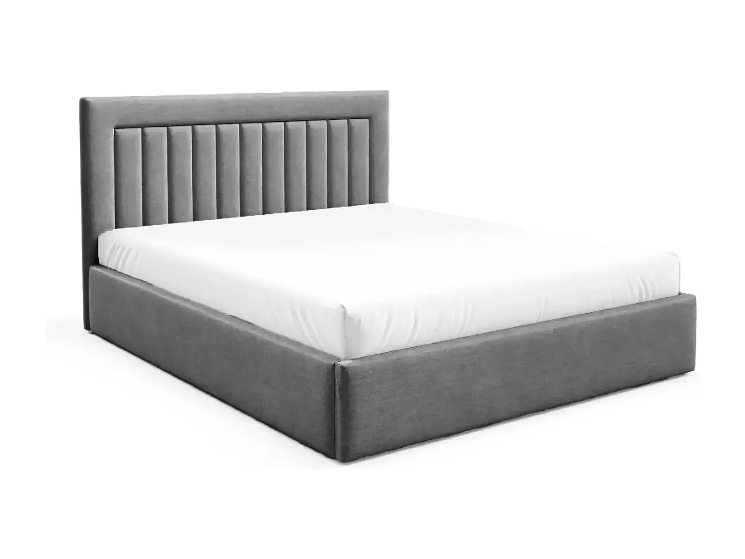 CAMILLE - Lit coffre tissu velours 180x200cm - Gris foncé