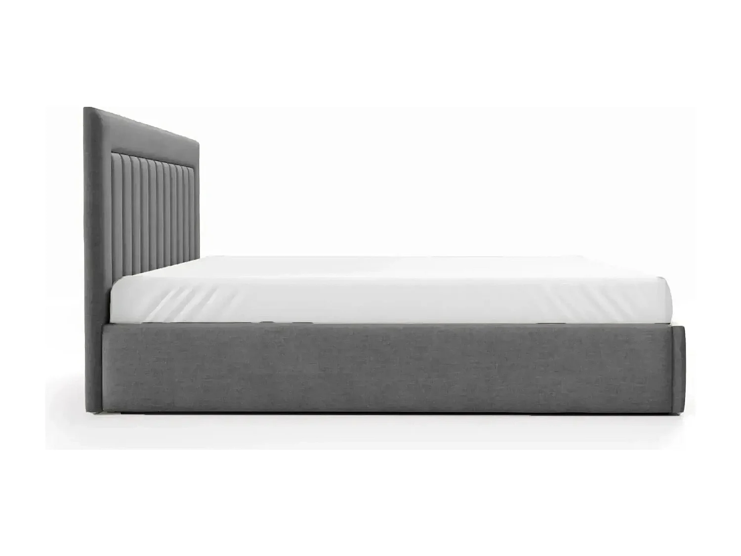 CAMILLE - Lit coffre tissu velours 180x200cm - Gris foncé