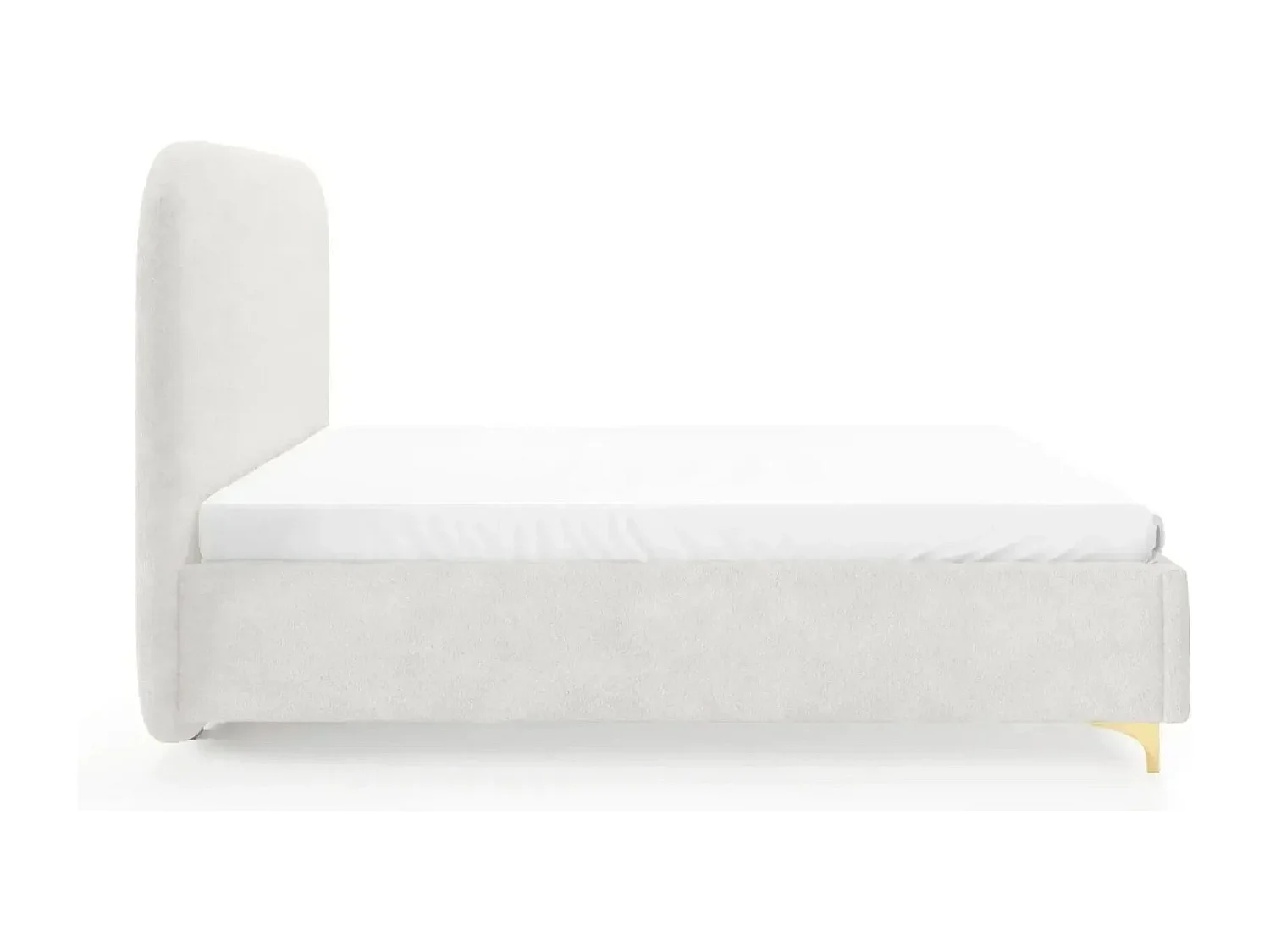 CHARLOTTE - Lit coffre tissu chenille 140x200cm - Blanc