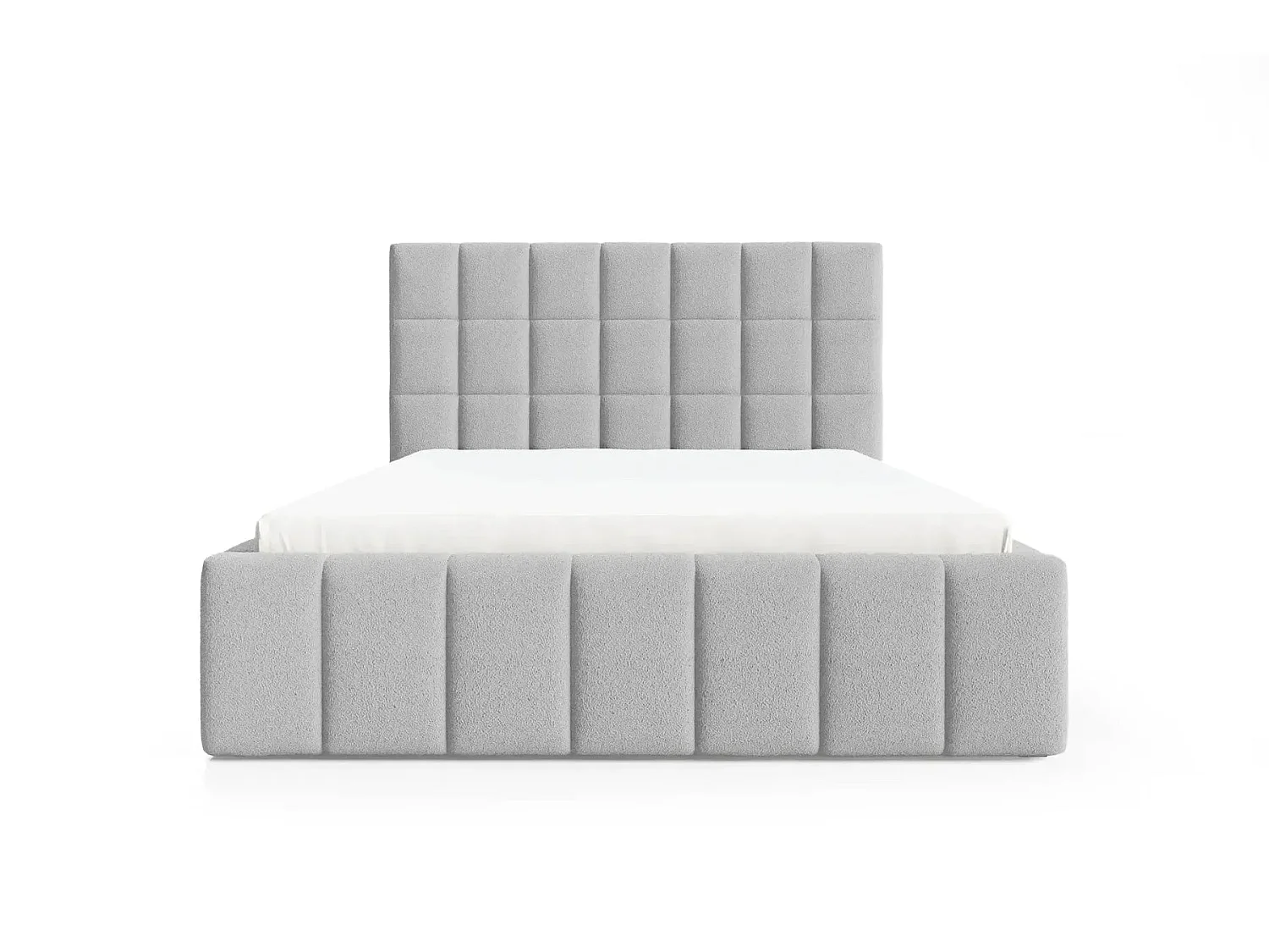 FLORENCE - Lit coffre tissu chenille 140x200cm - Gris clair