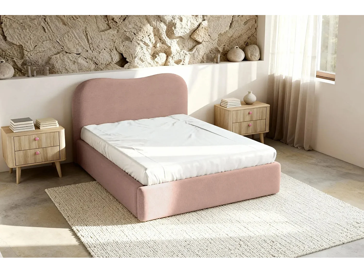 JULIETTE - Lit coffre 160x200cm - Rose