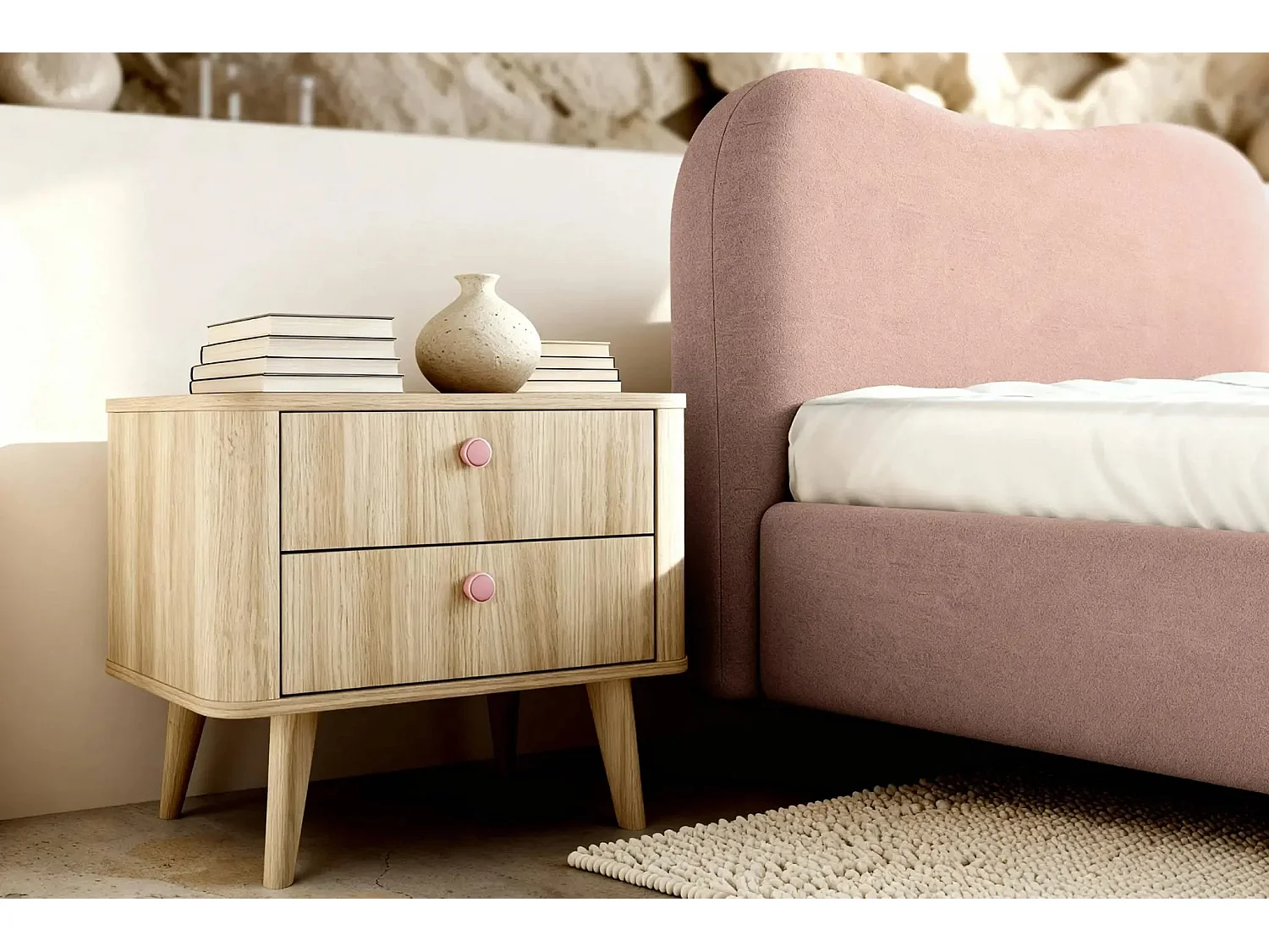 JULIETTE - Lit coffre 160x200cm - Rose