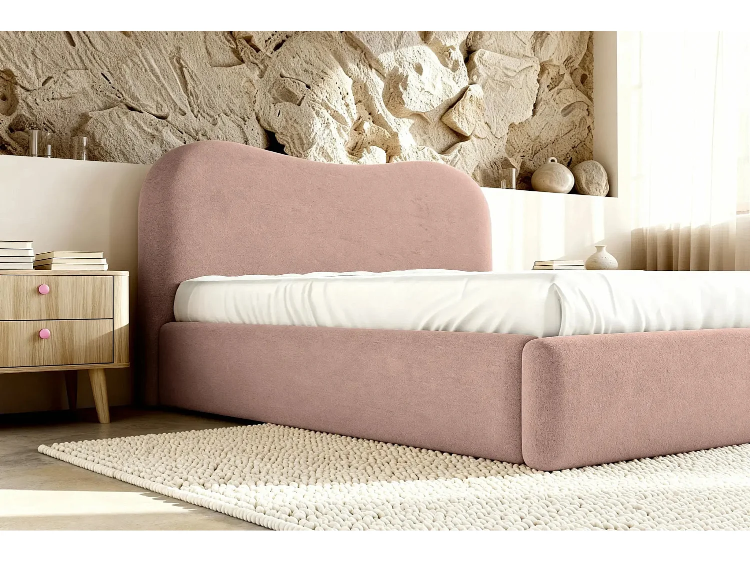 JULIETTE - Lit coffre 160x200cm - Rose
