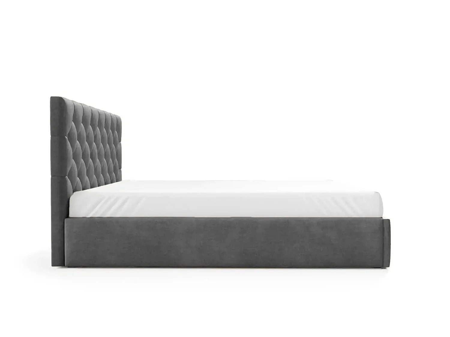 EMILE - Lit coffre tissu velours 180x200cm Gris foncé
