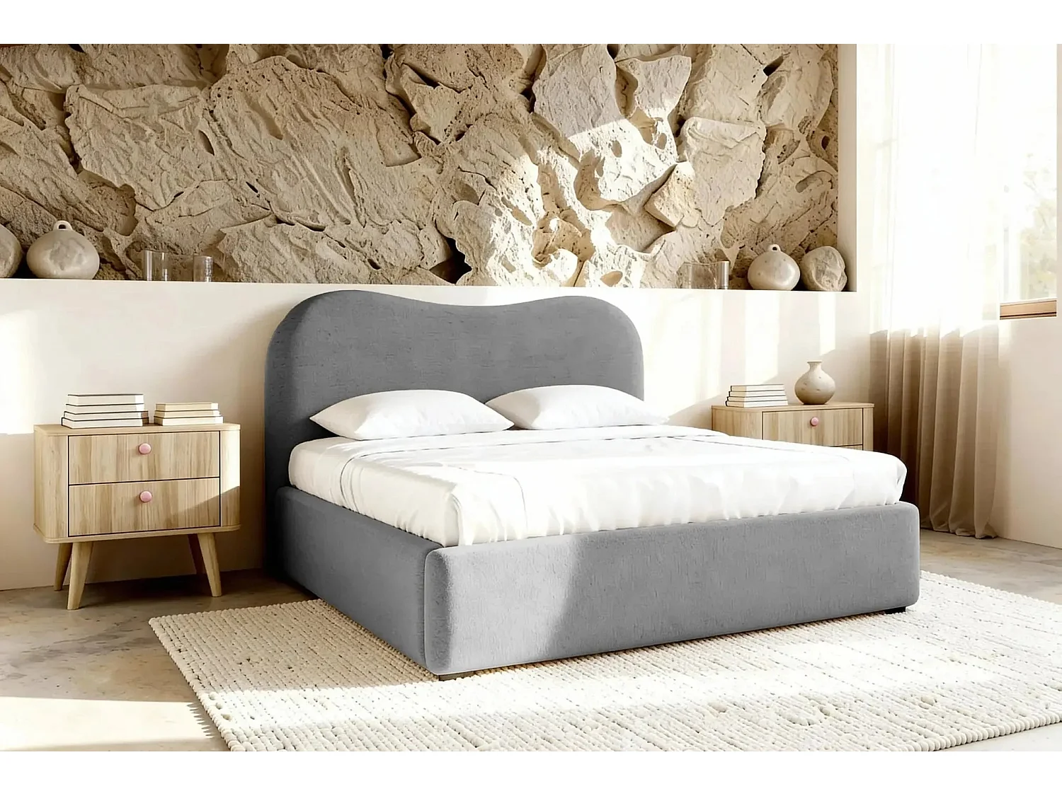 JULIETTE - Lit coffre 140x200cm - Gris foncé