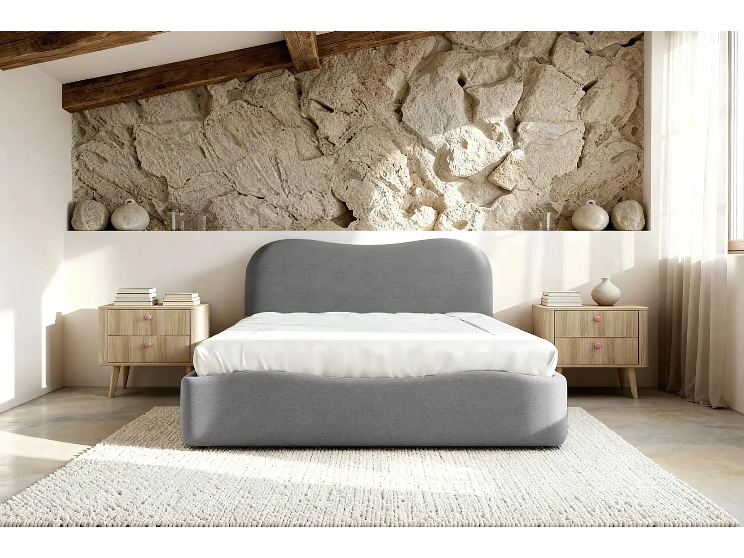 JULIETTE - Lit coffre 140x200cm - Gris foncé