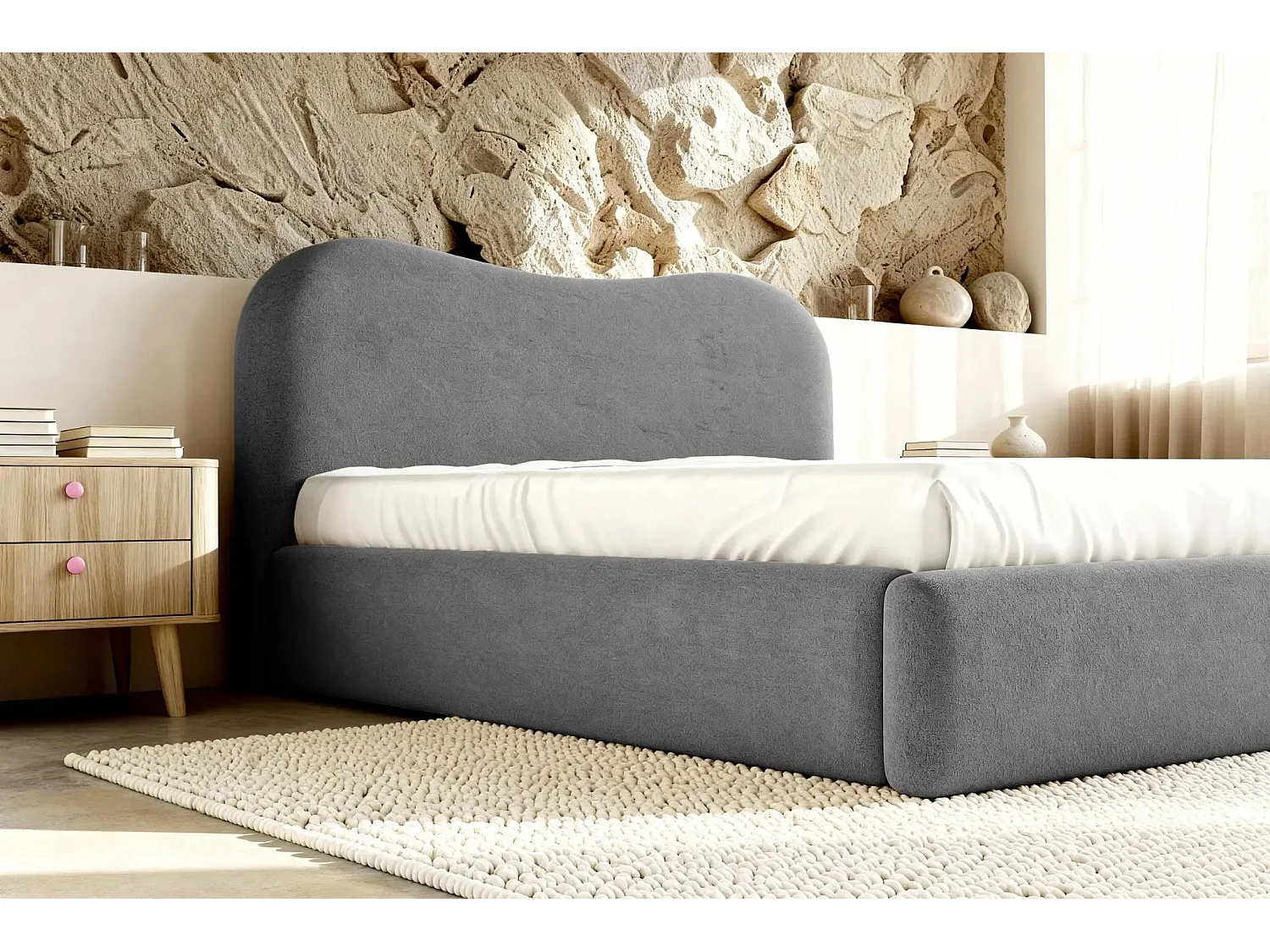 JULIETTE - Lit coffre 140x200cm - Gris foncé