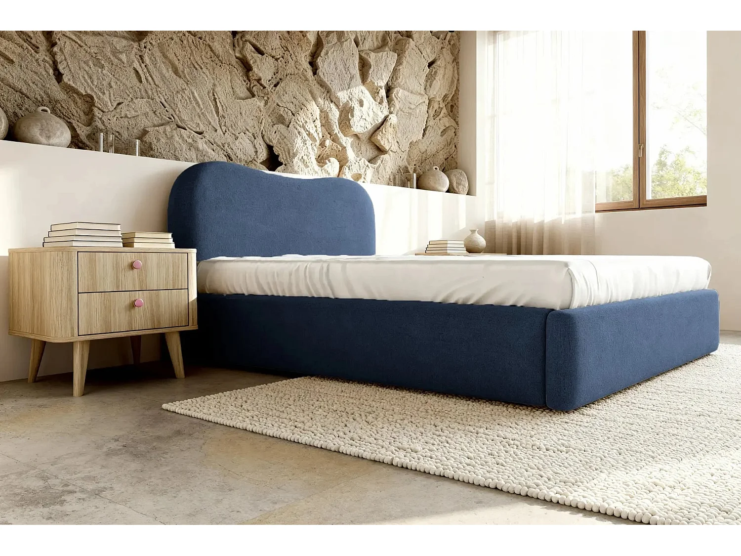 JULIETTE - Lit coffre 180x200cm - Bleu