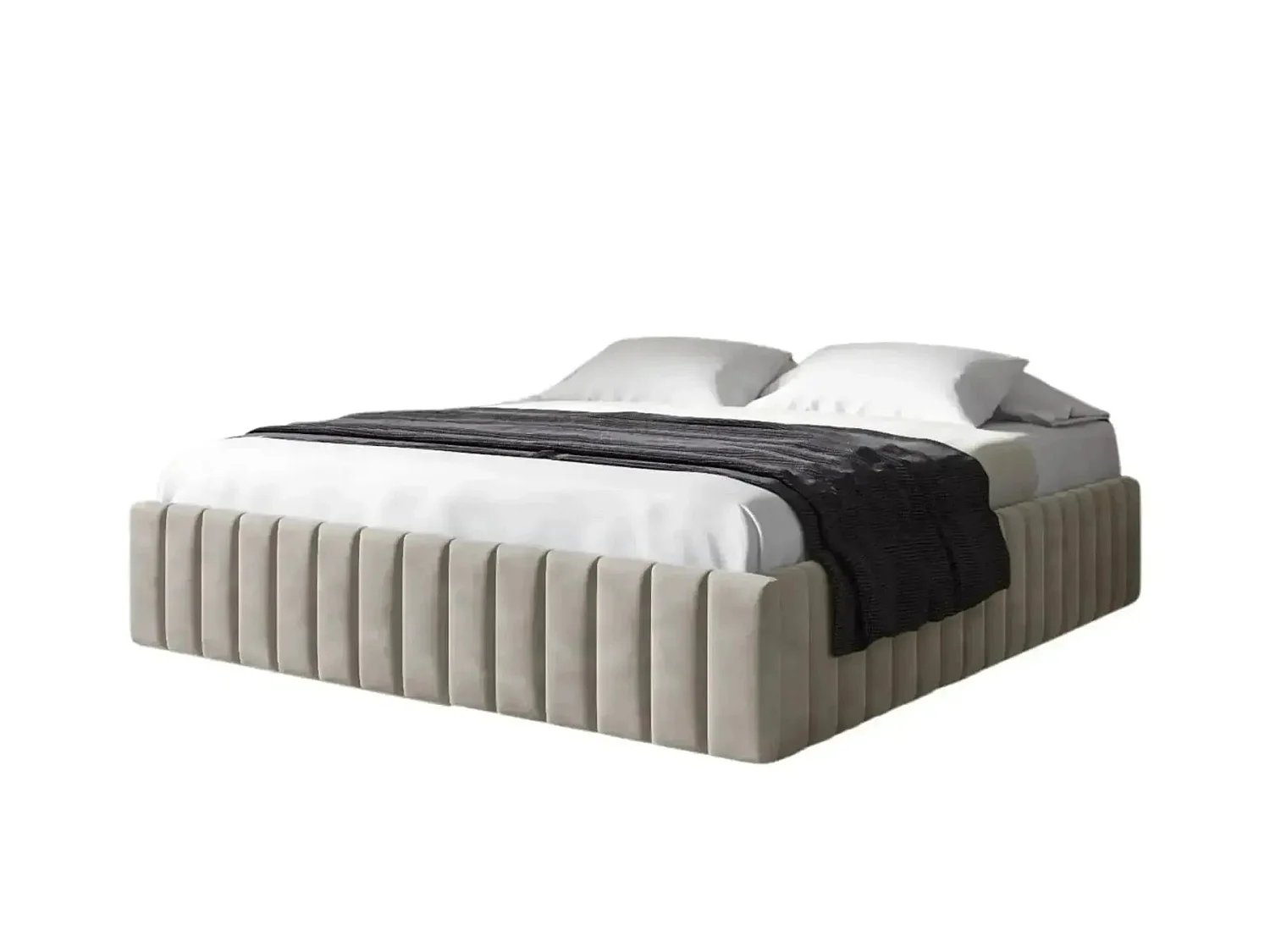 ELENA - Lit coffre tissu velours 140x200cm Beige