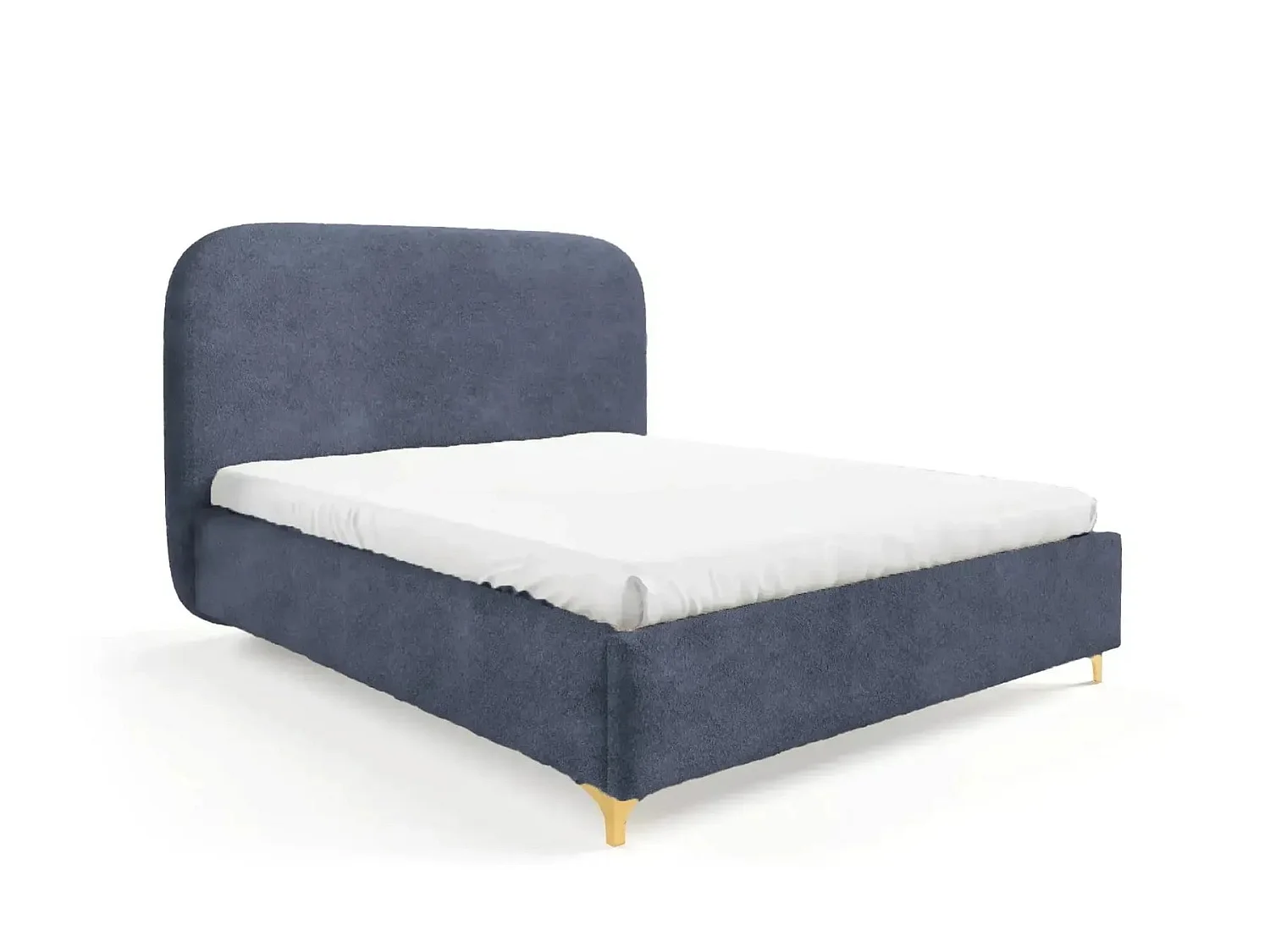 CHARLOTTE - Lit coffre tissu chenille 160x200cm Bleu