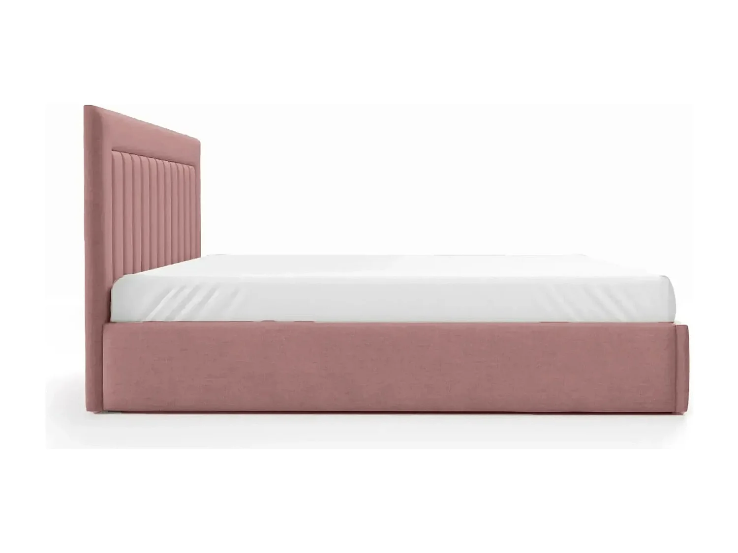 CAMILLE - Lit coffre tissu velours 140x200cm - Rose