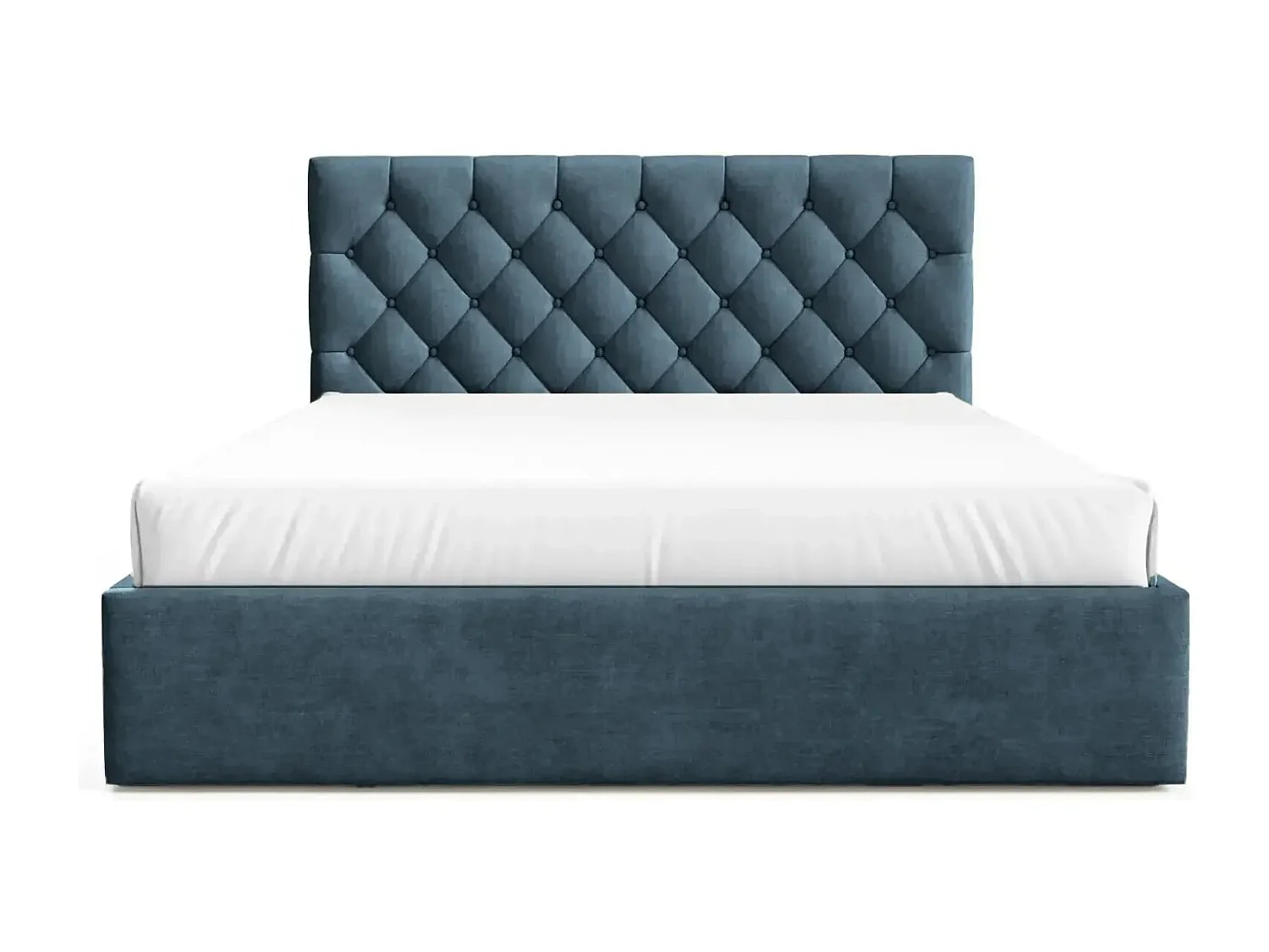 EMILE - Lit coffre tissu velours 180x200cm - Bleu
