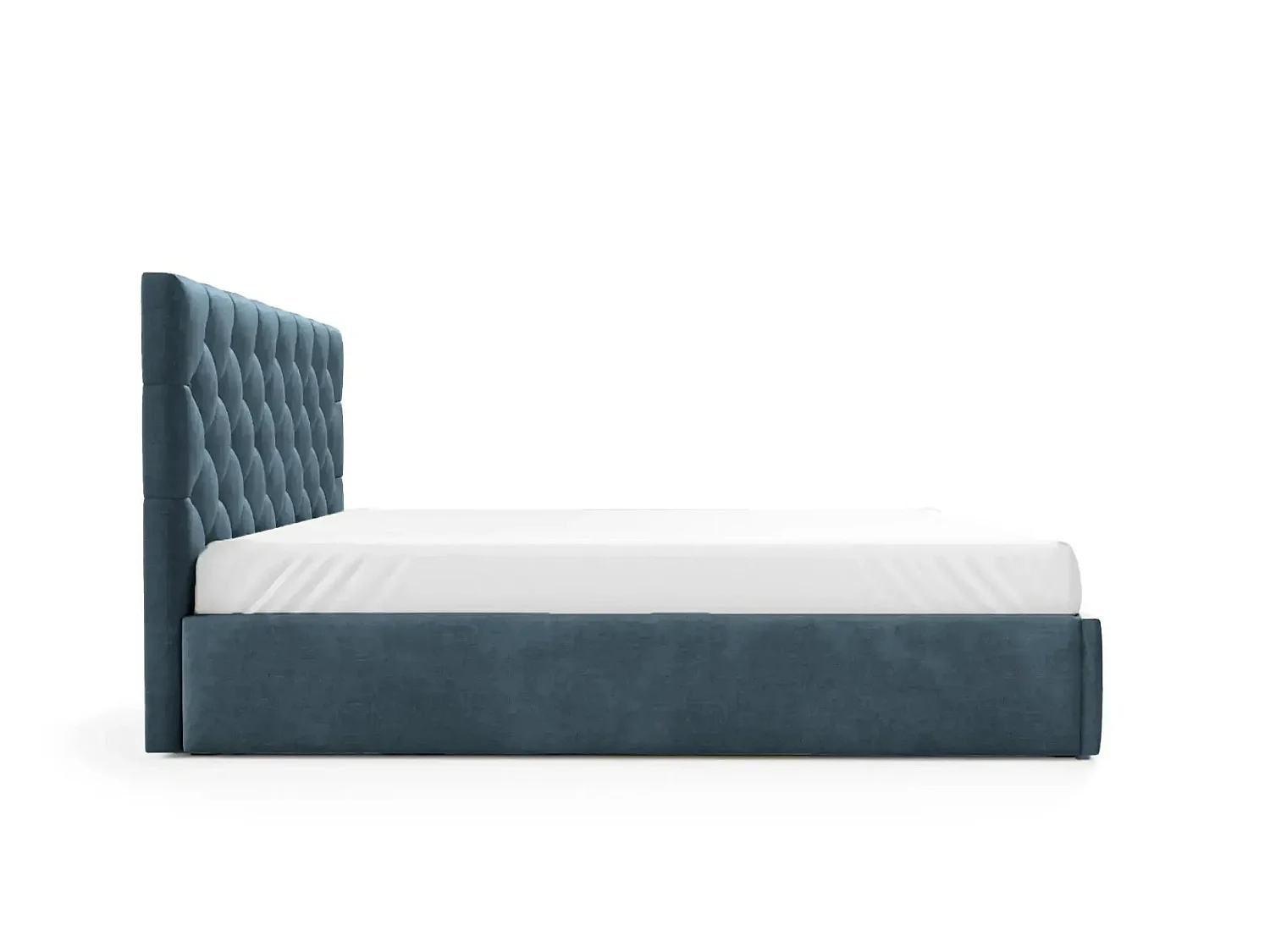 EMILE - Lit coffre tissu velours 180x200cm Bleu