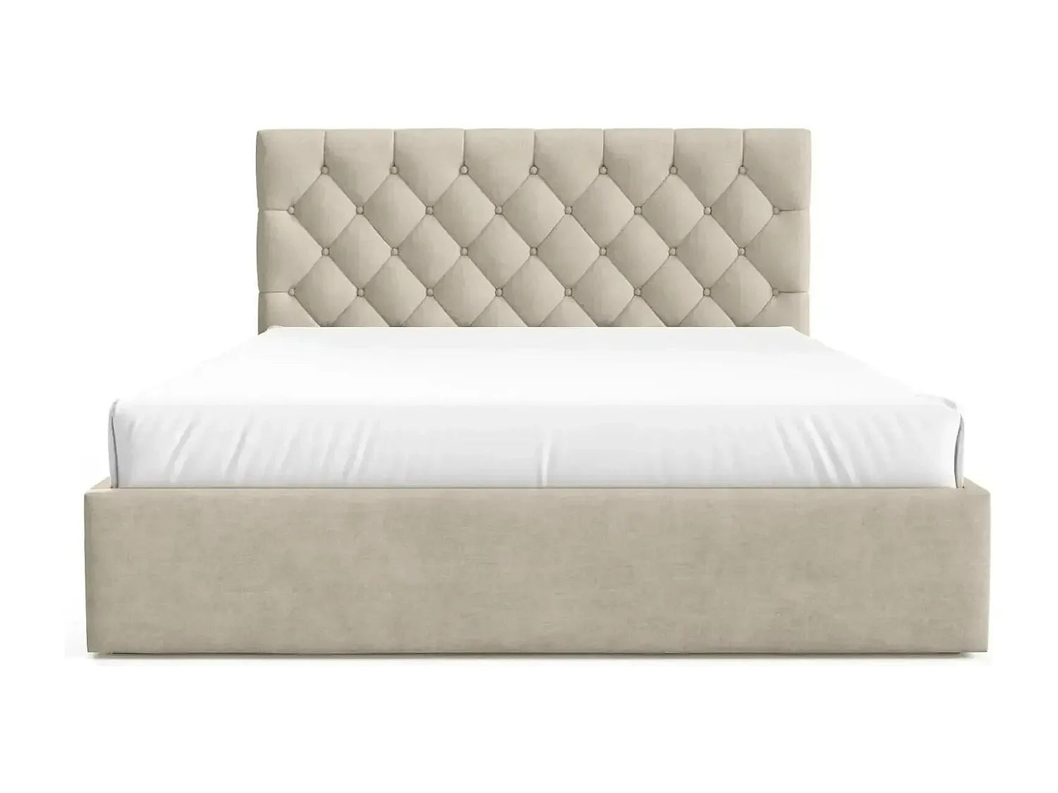 EMILE - Lit coffre tissu velours 160x200cm - Beige