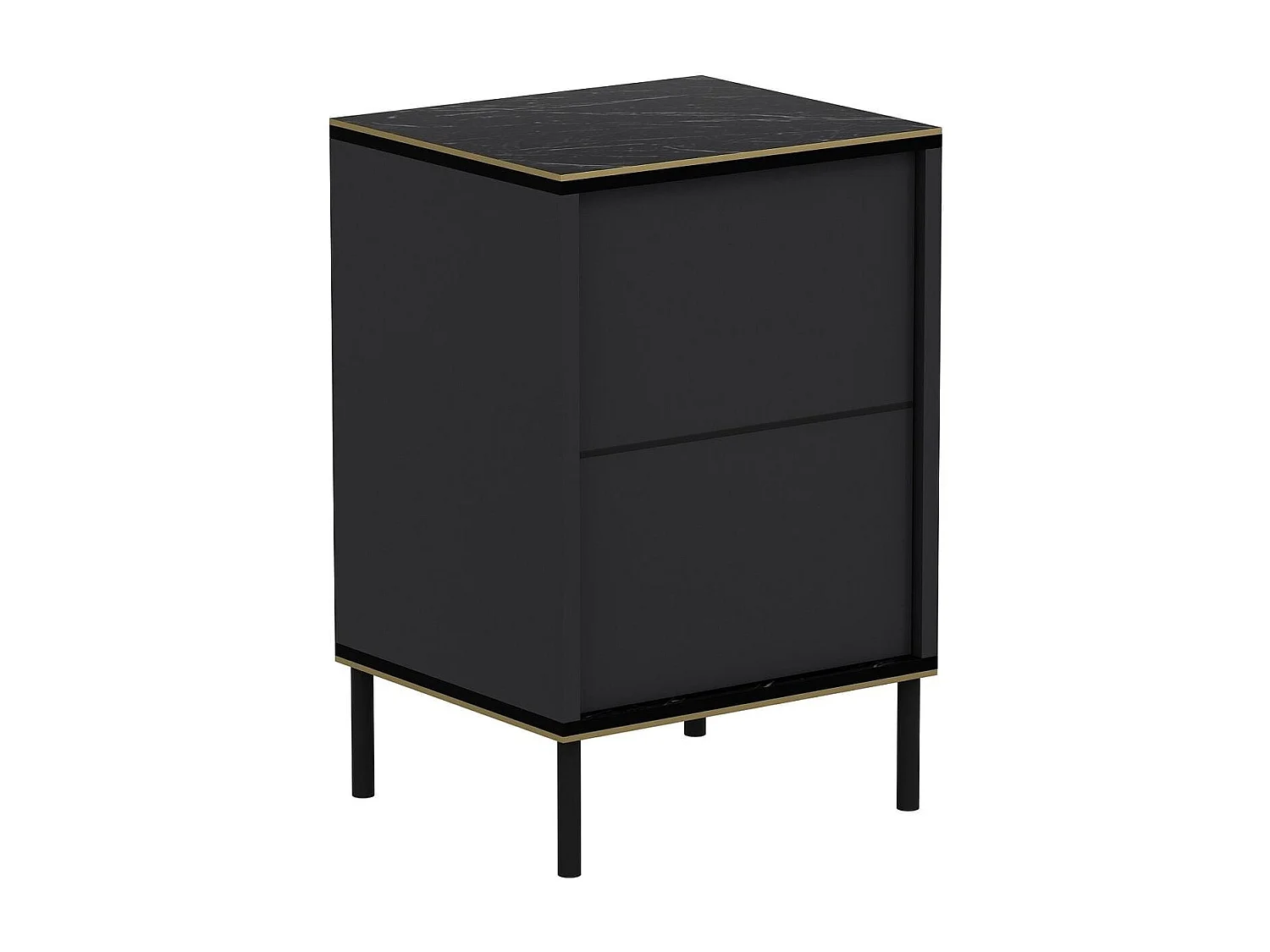Table de chevet 1 porte gris anthracite & effet marbre noir 40 cm - Kora